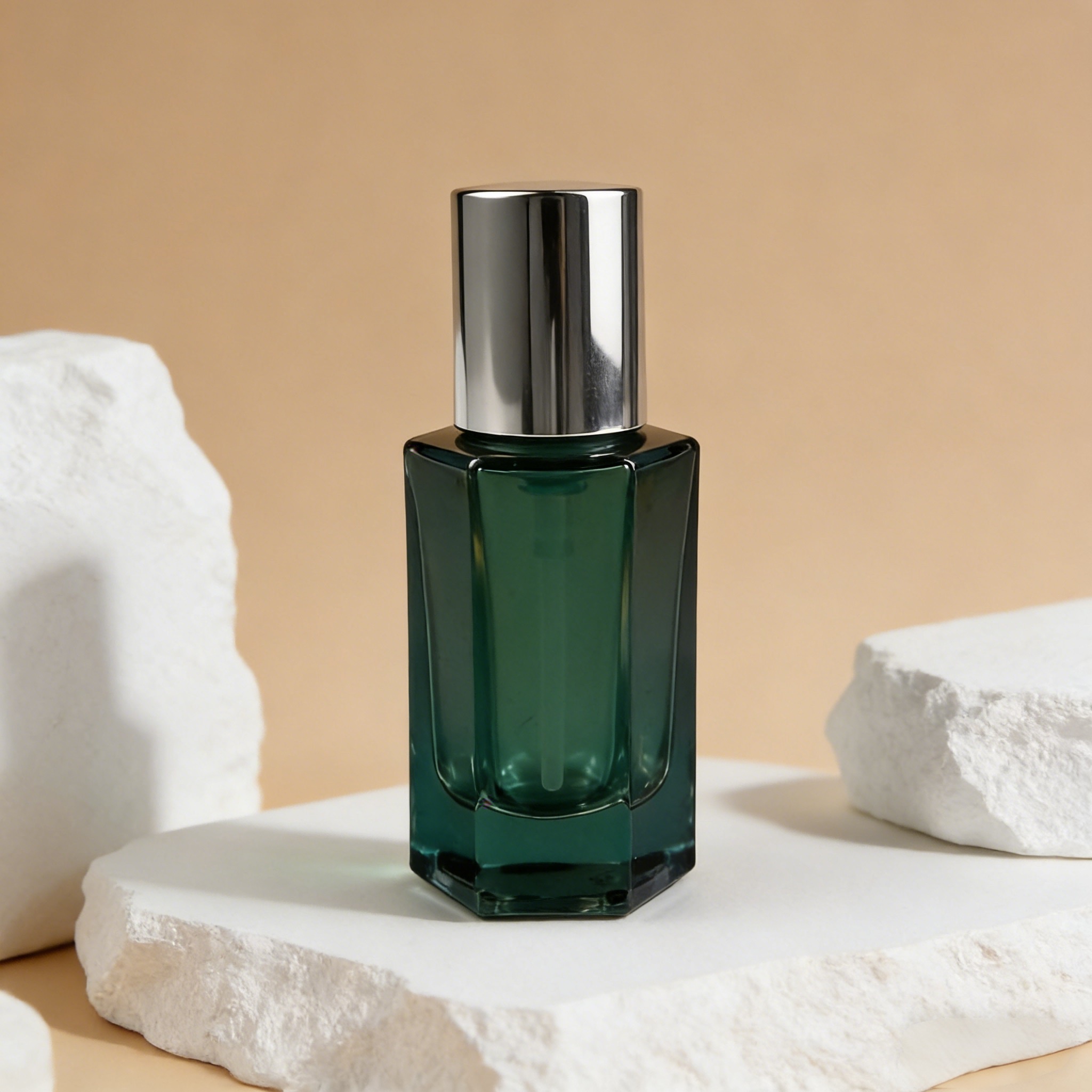50‑80ML Faceted Octagon Glass Lotion Bottle for Serum & Skin Care