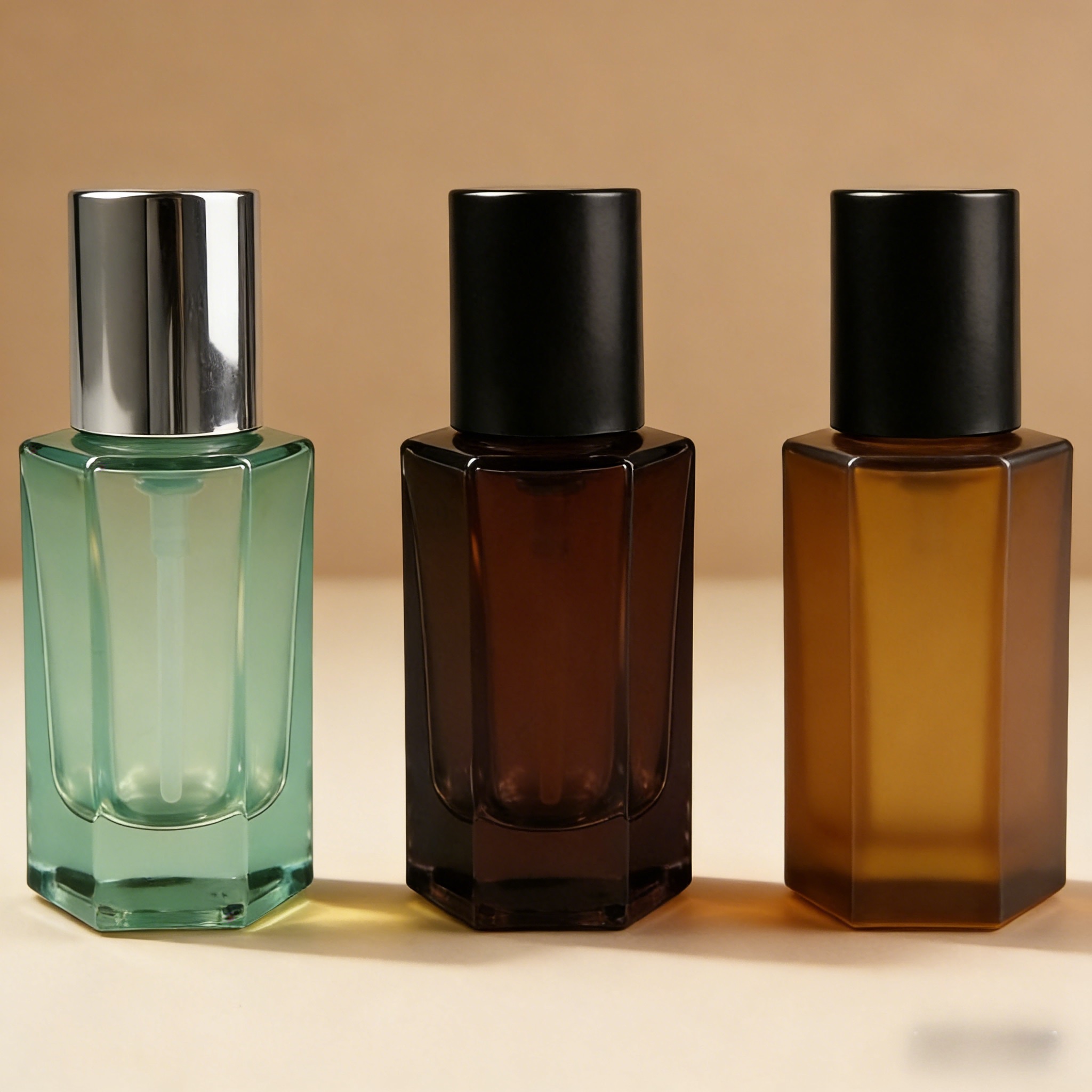 50‑80ML Faceted Octagon Glass Lotion Bottle for Serum & Skin Care