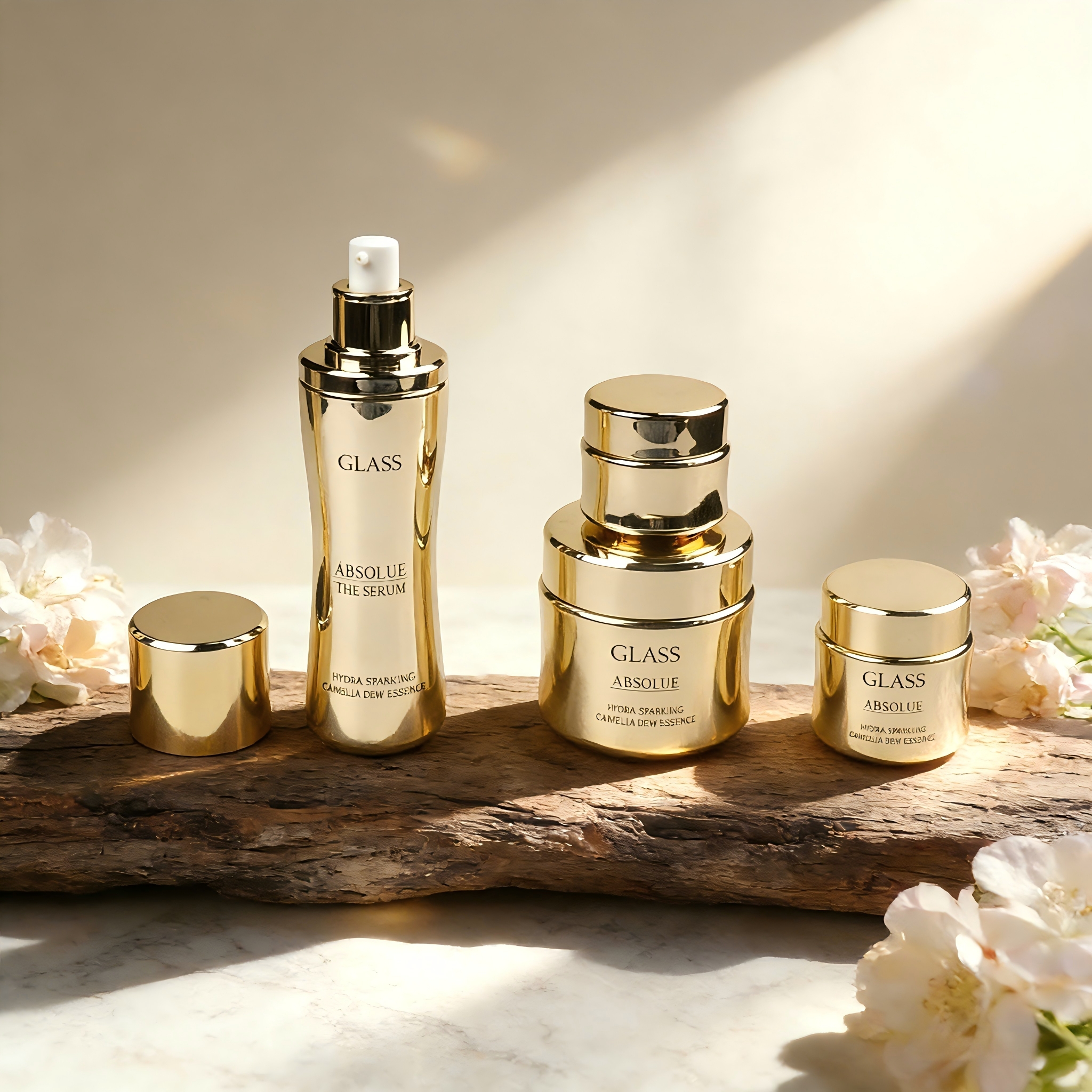 30‑120ML Curved Waist Glass Skincare Set