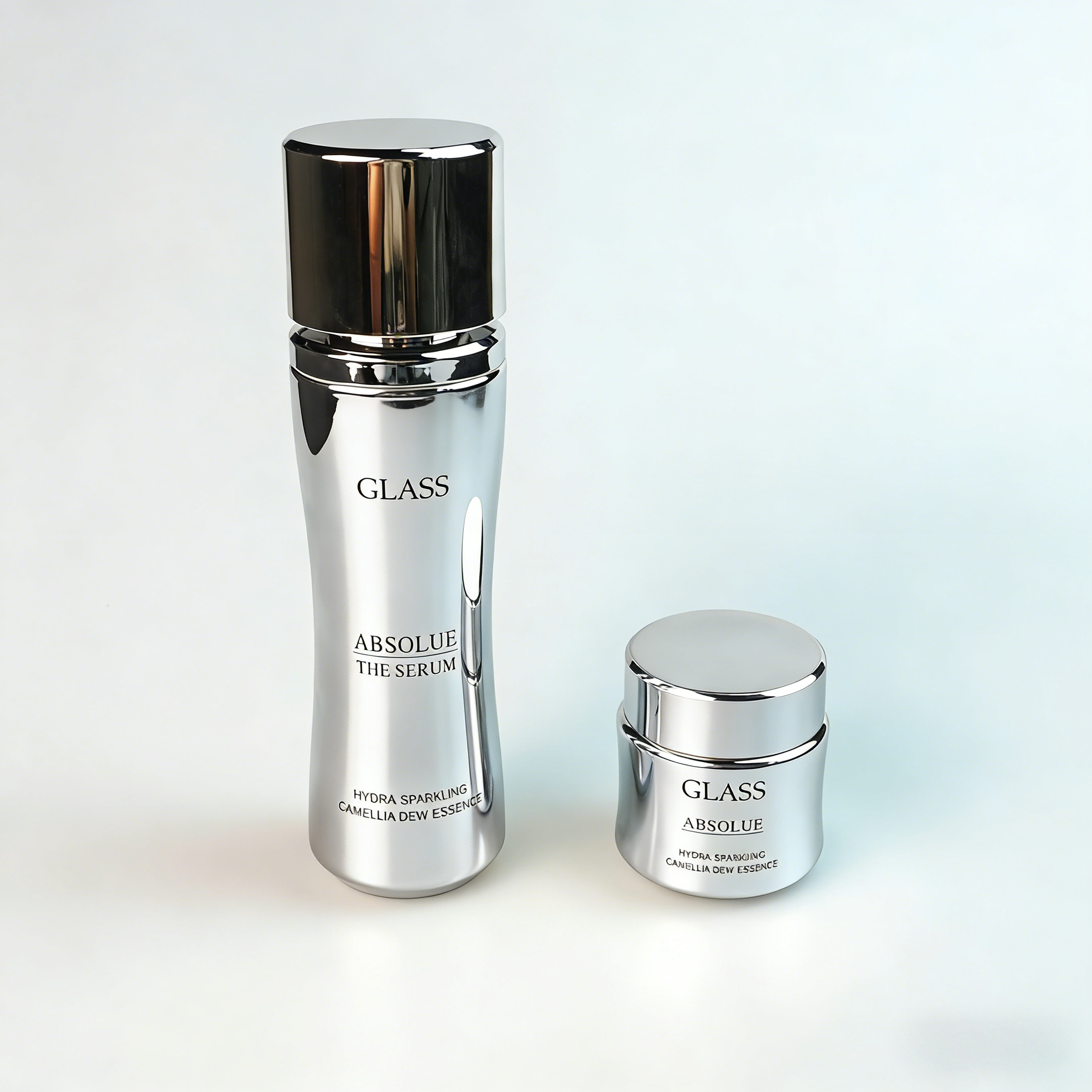 30‑120ML Curved Waist Glass Skincare Set