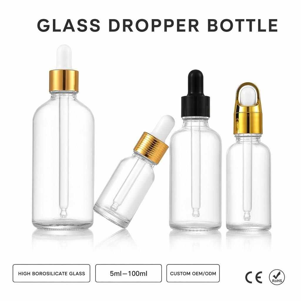 5‑100ML Boston Round Glass dropper Bottle