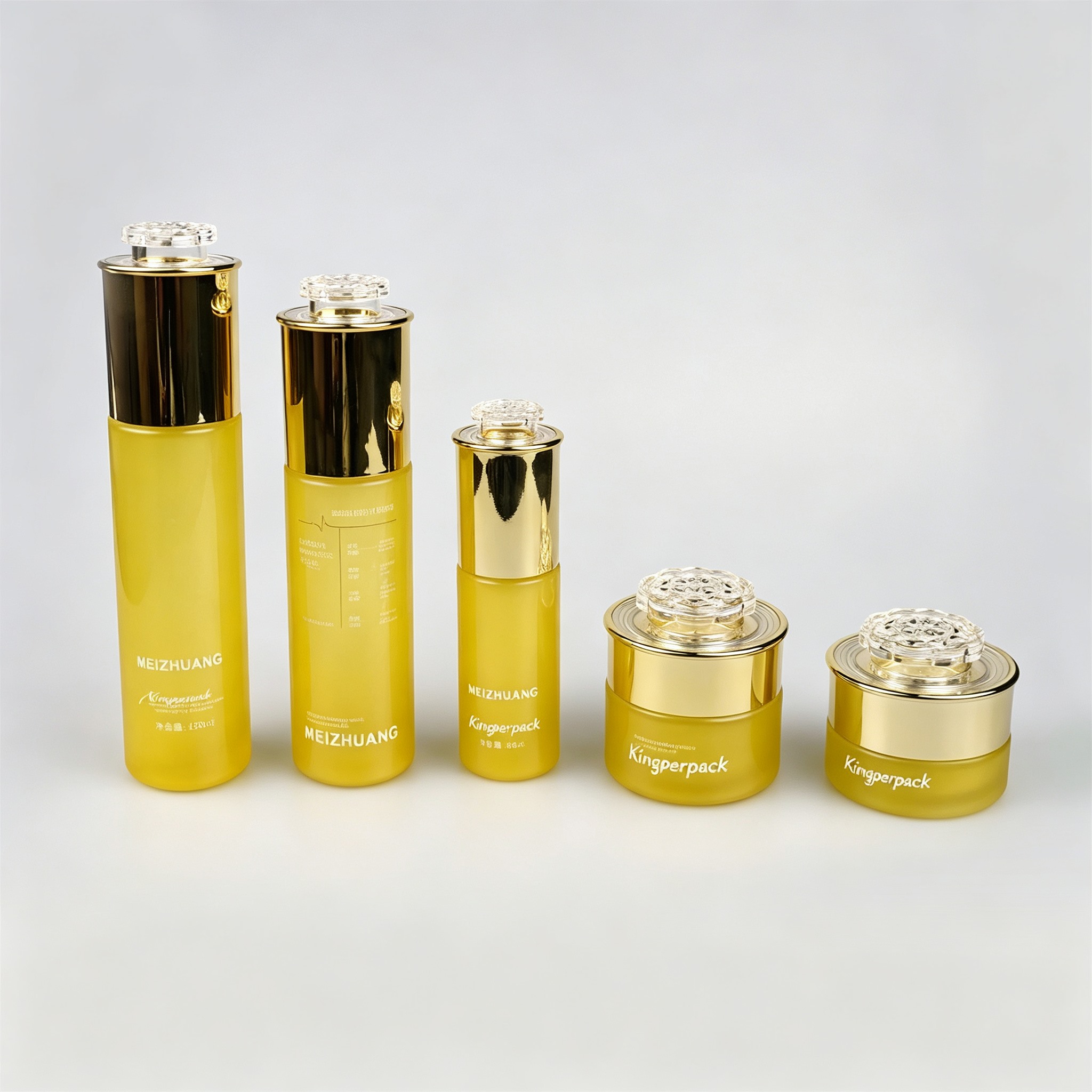 30‑120ML Cylindrical Glass Skincare Bottle & Jar Set