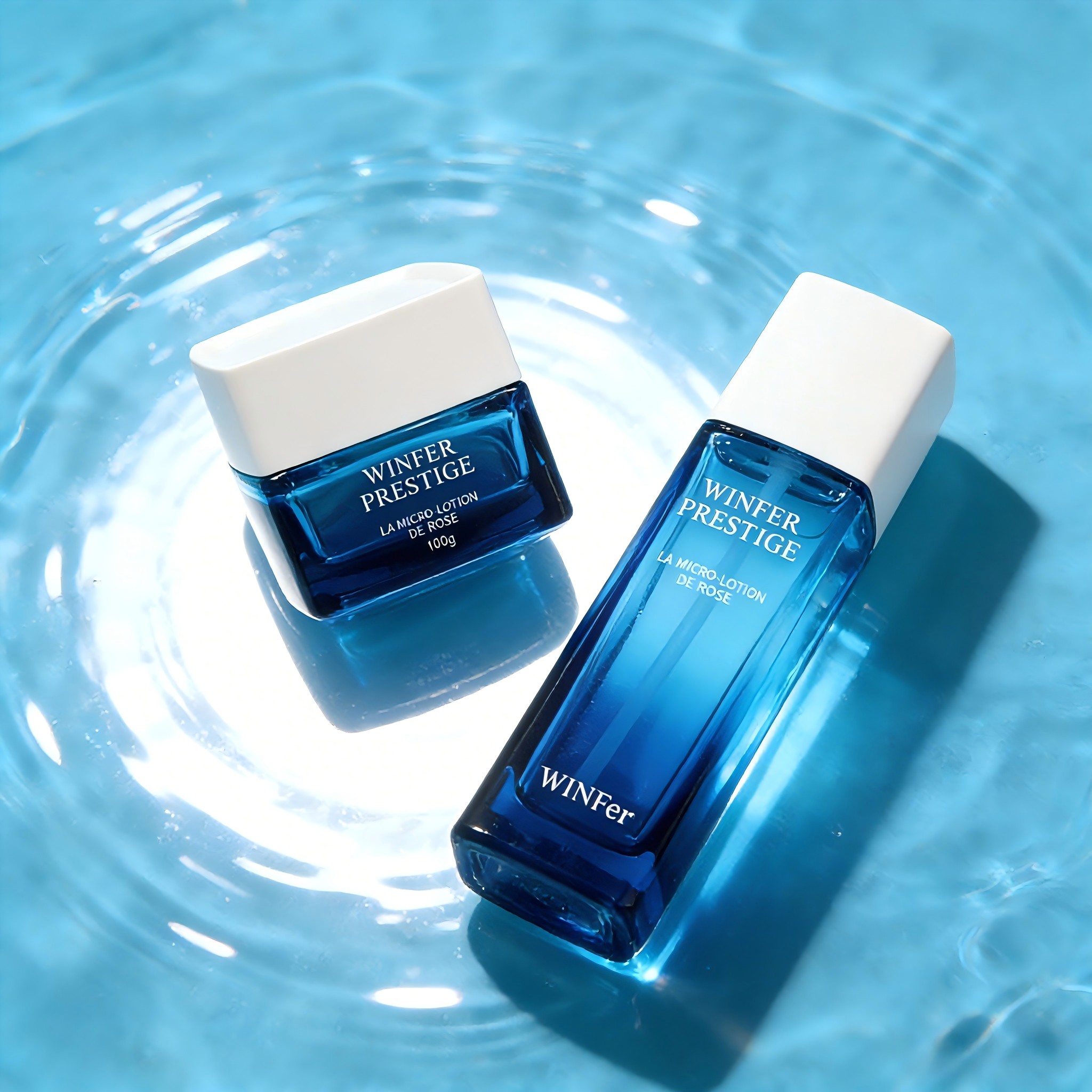 30‑120ML Square Blue Glass Skincare Set