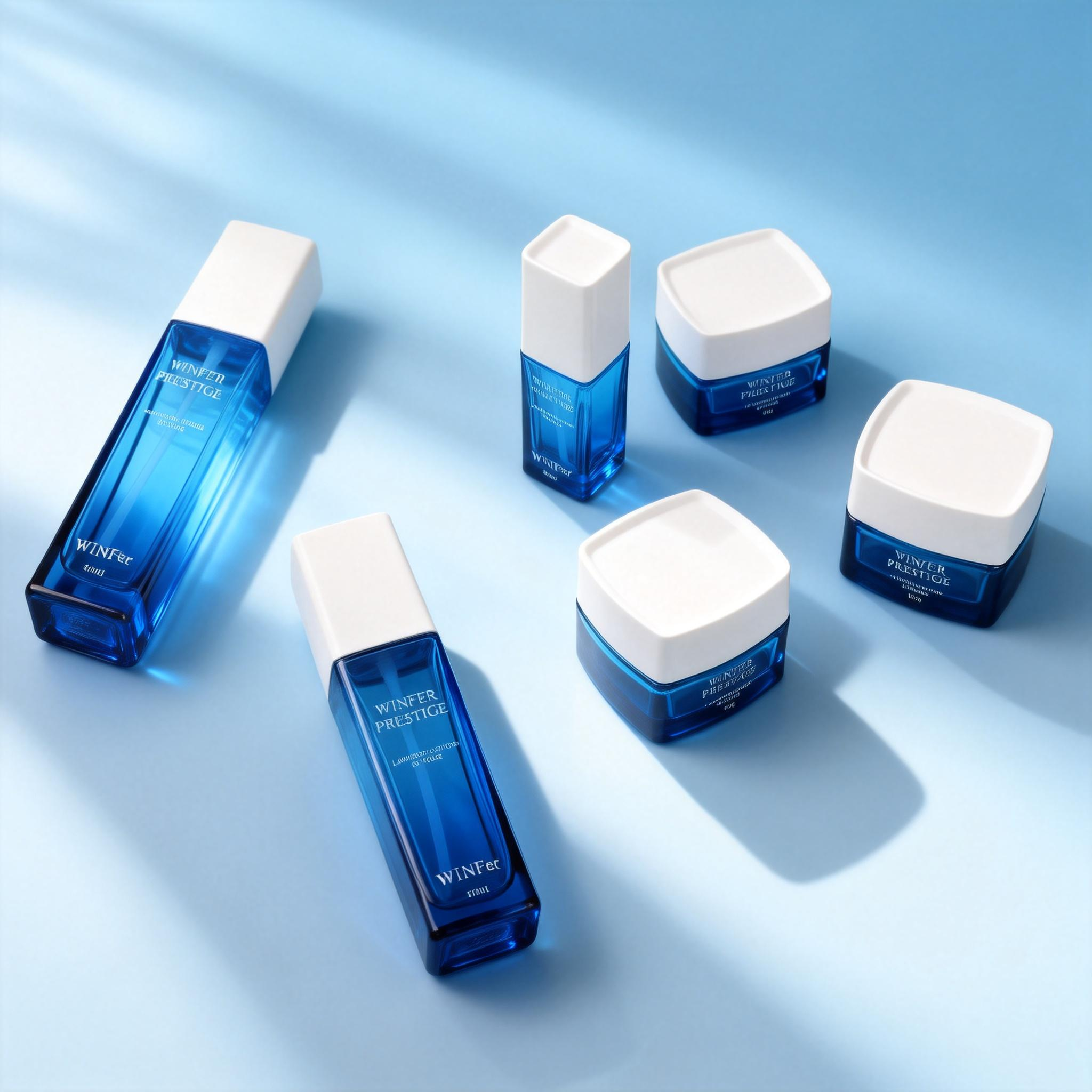 30‑120ML Square Blue Glass Skincare Set
