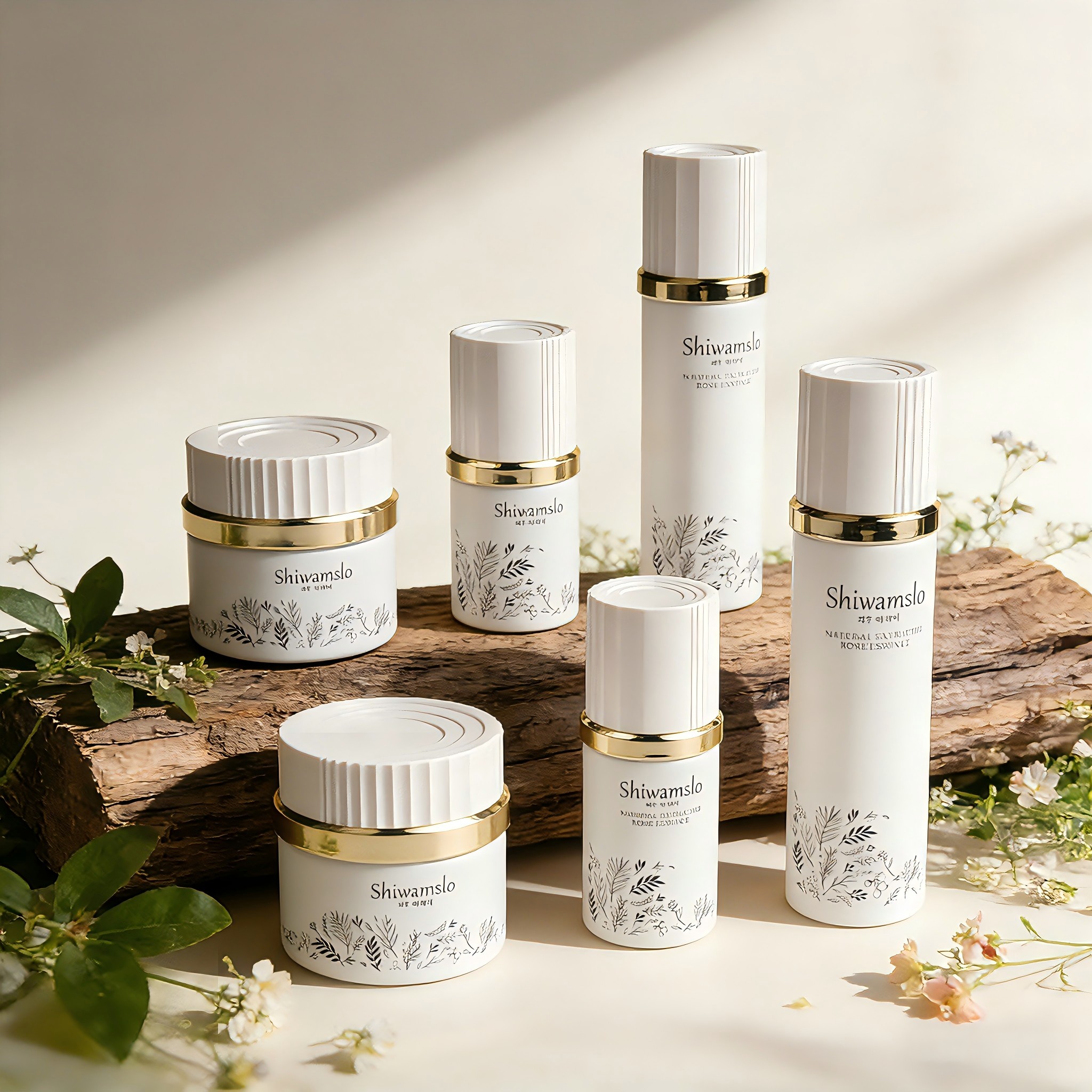 30‑120ML White Painted Glass Skincare Set