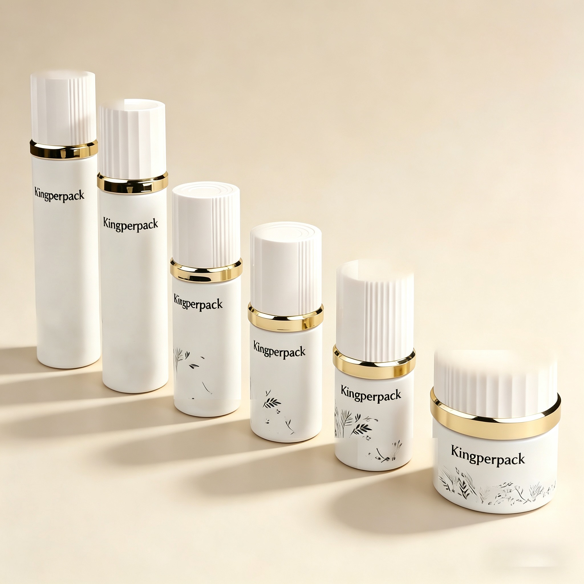 30‑120ML White Painted Glass Skincare Set