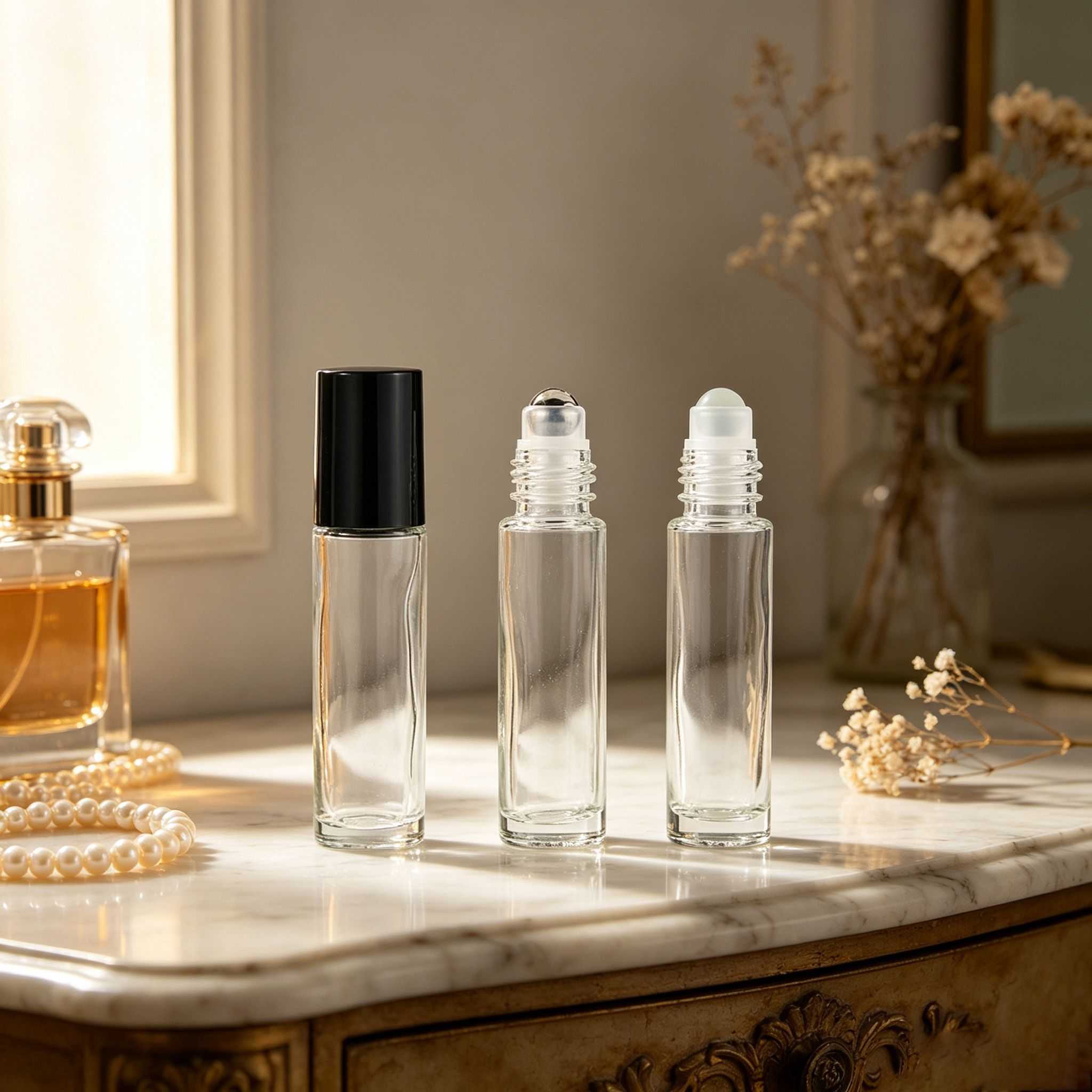 5‑15ML Clear & Amber Glass Roll‑on Bottle