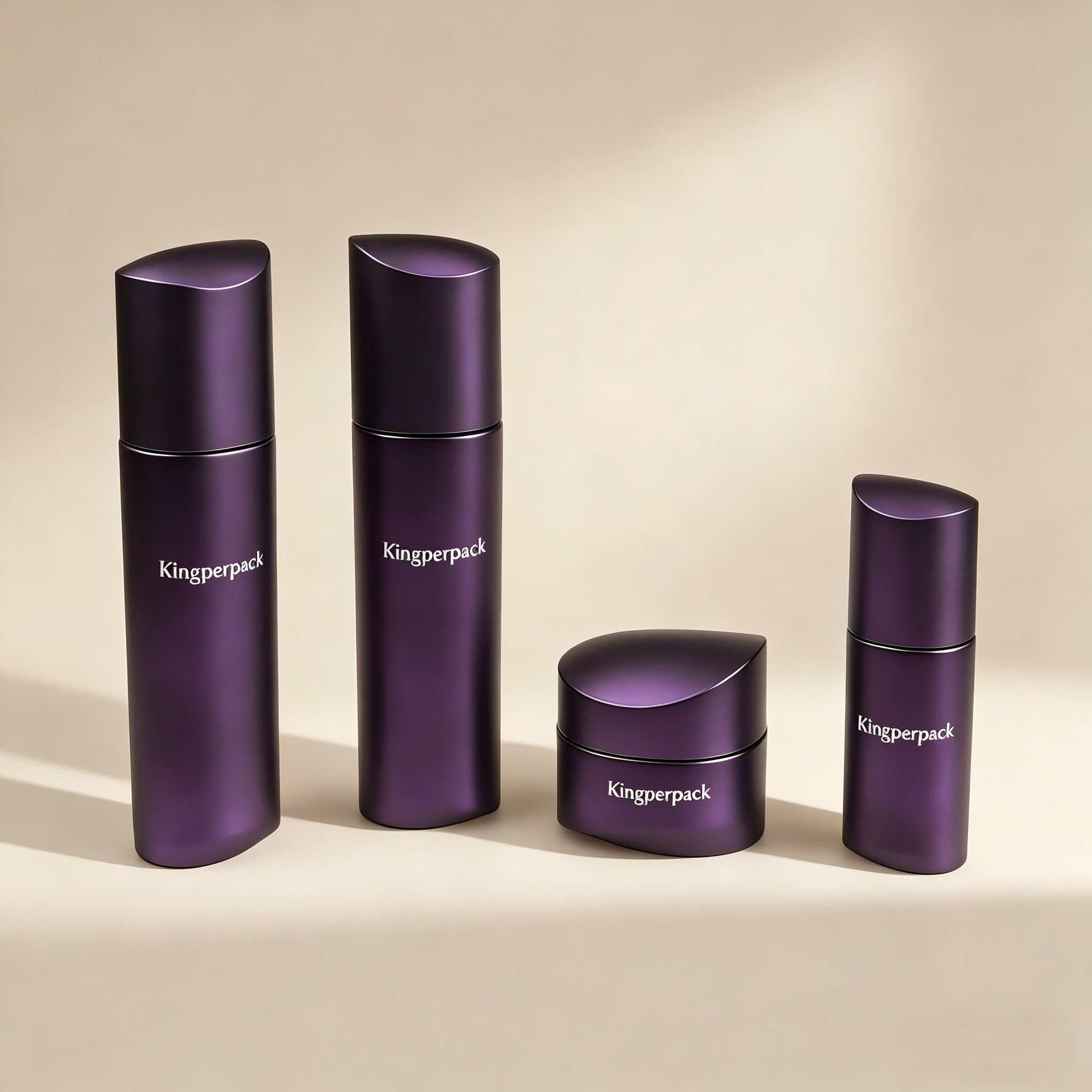 30‑120ML Purple Metallic Curved Glass Skincare Set