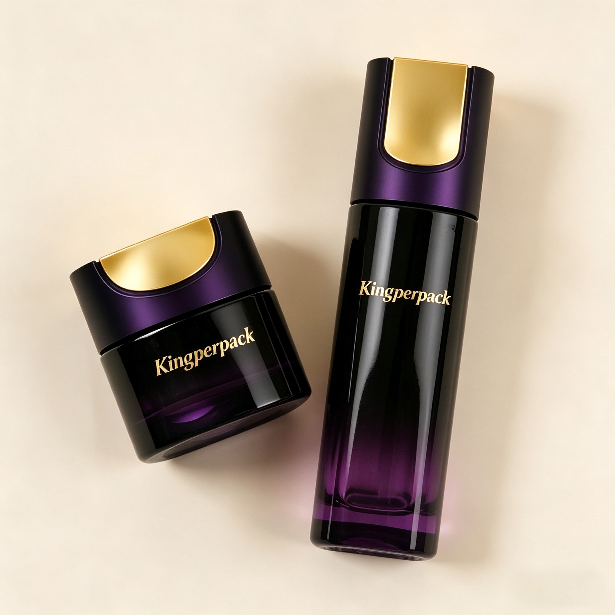 30‑120ML Gradient Purple Faceted Glass Skincare Set