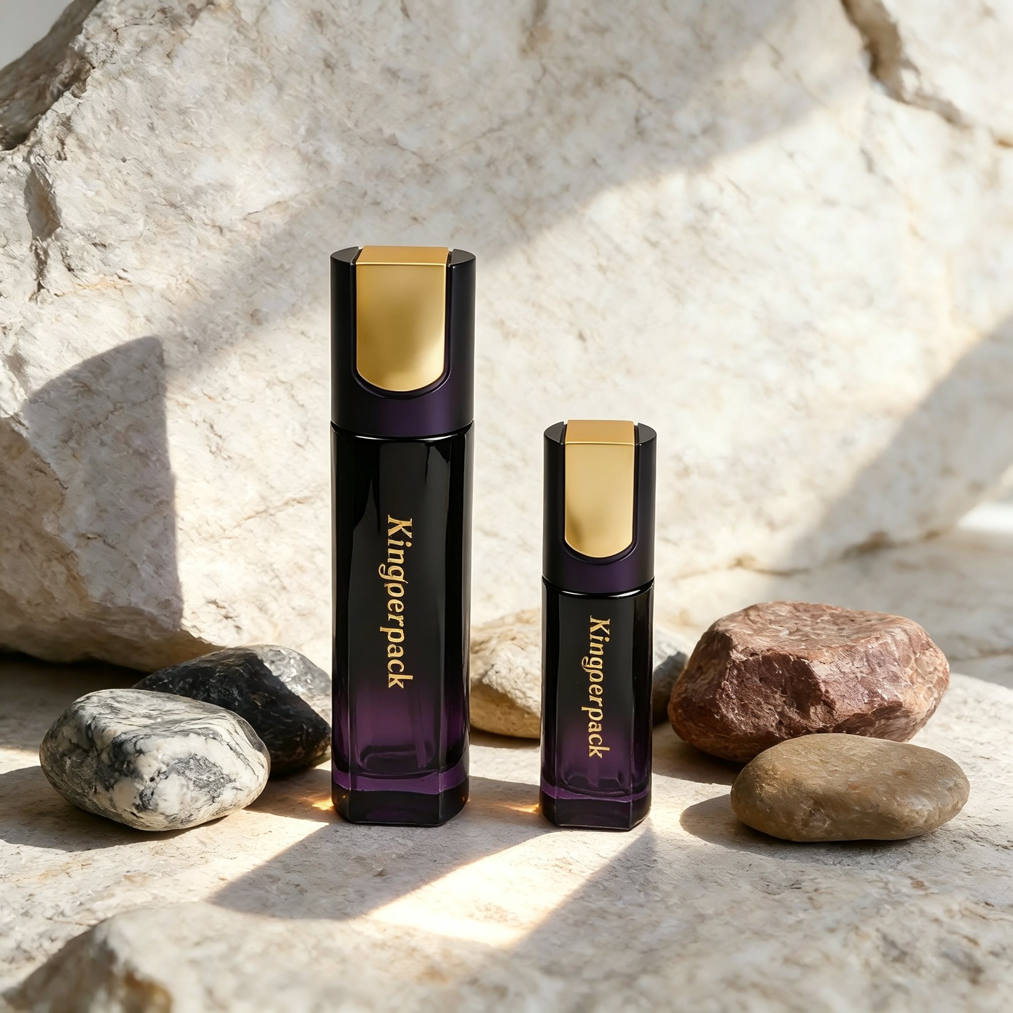30‑120ML Gradient Purple Faceted Glass Skincare Set