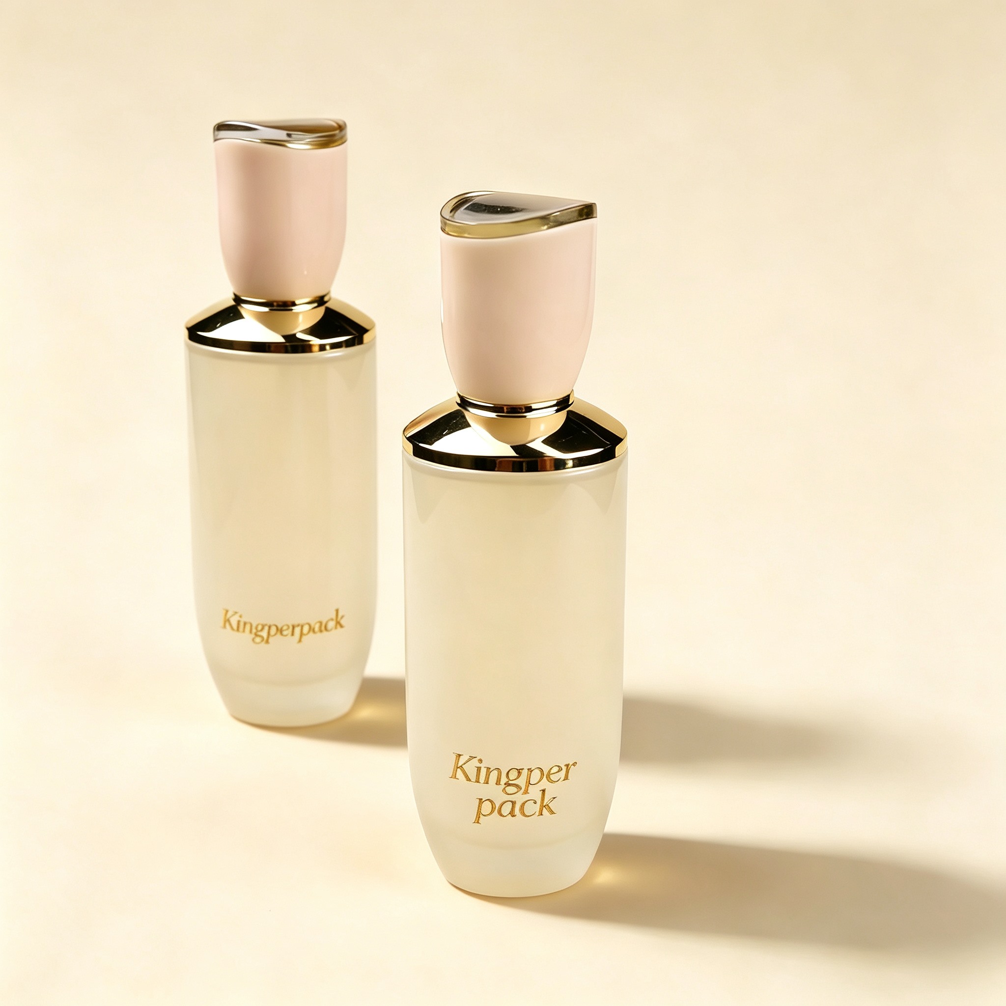 30‑120ML Cream‑White Curved Glass Skincare Set