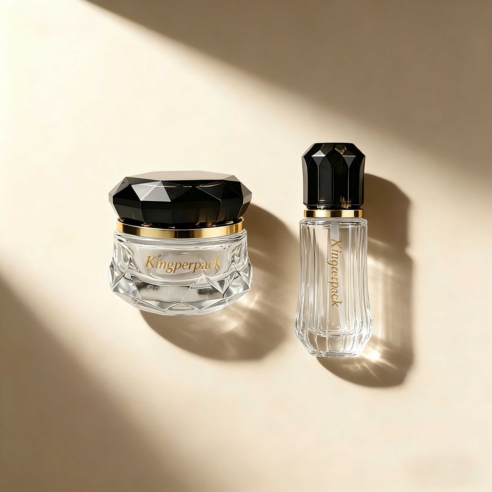 30‑120ML Clear Vertical‑Rib Glass Skincare Set