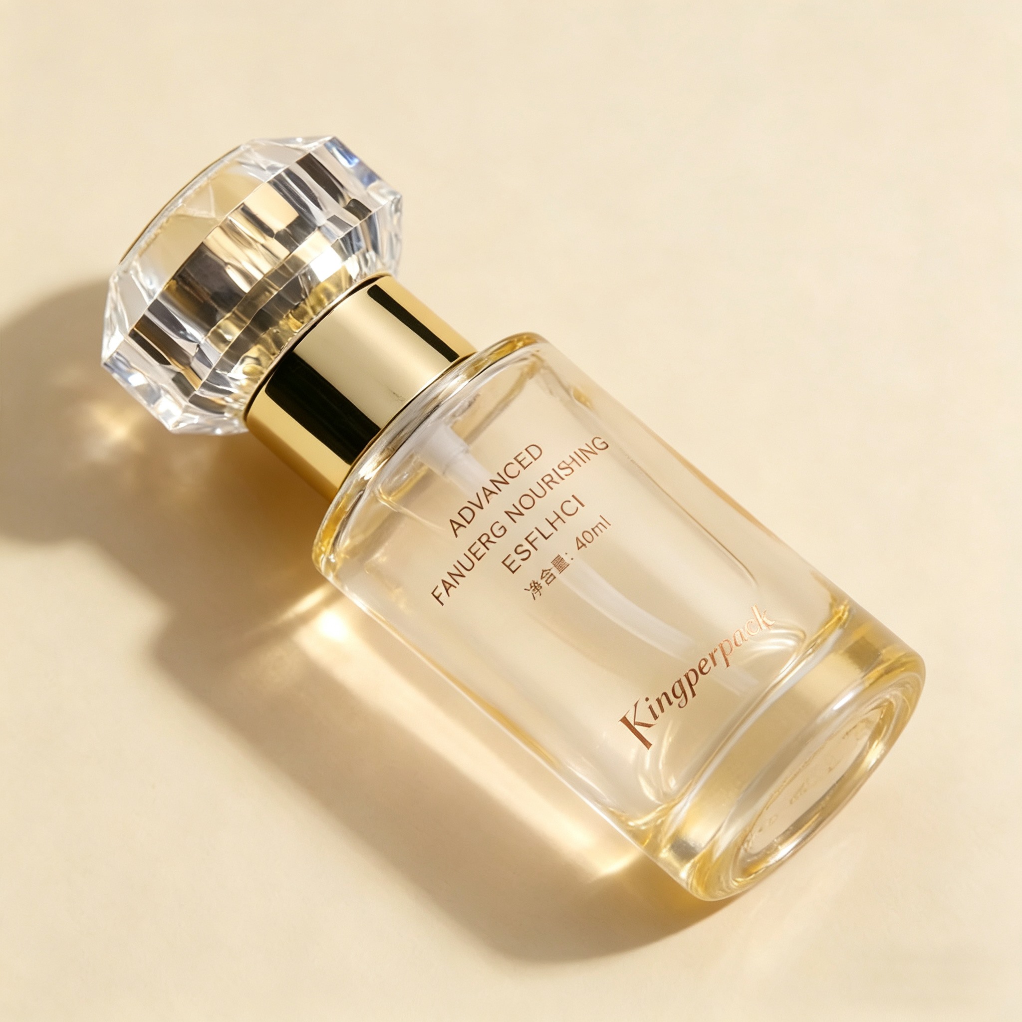 40‑120ML Champagne‑Gold Crystal‑Cap Glass Skincare Set