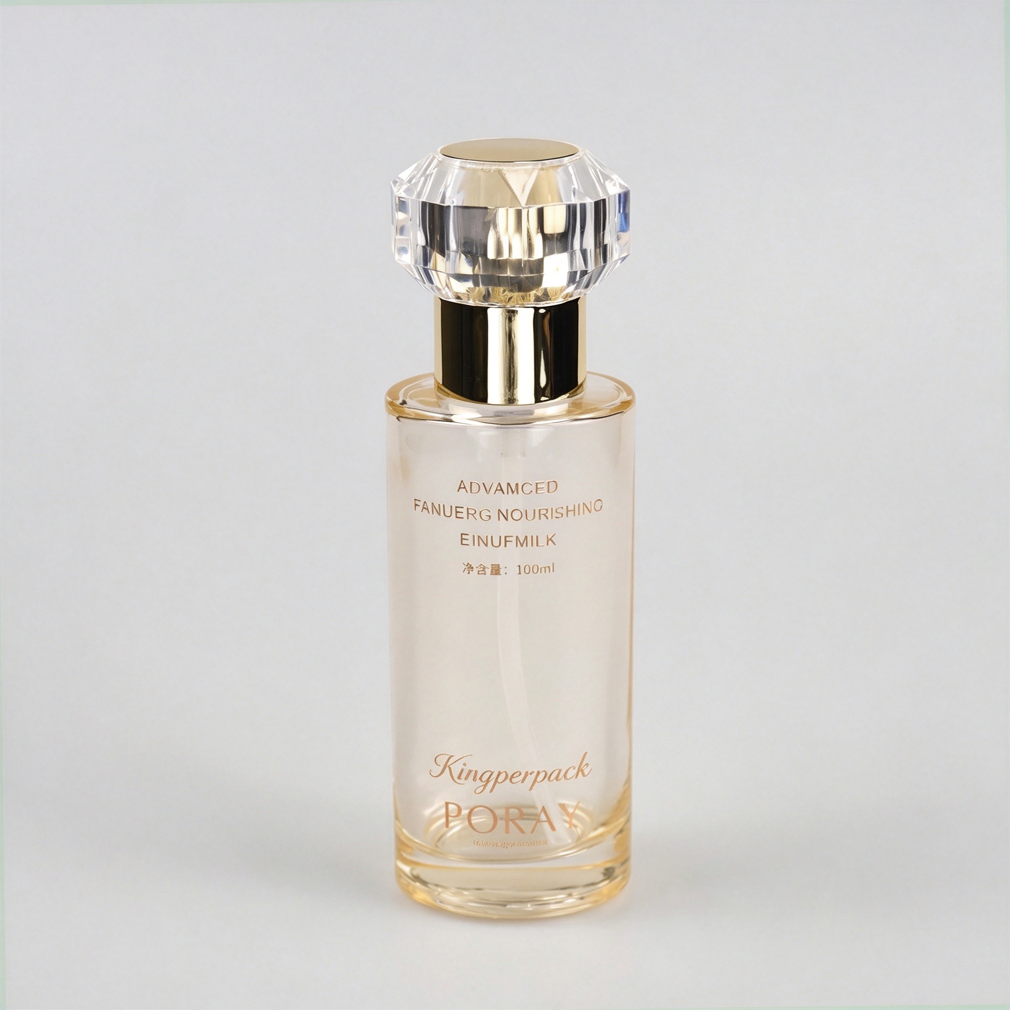 40‑120ML Champagne‑Gold Crystal‑Cap Glass Skincare Set