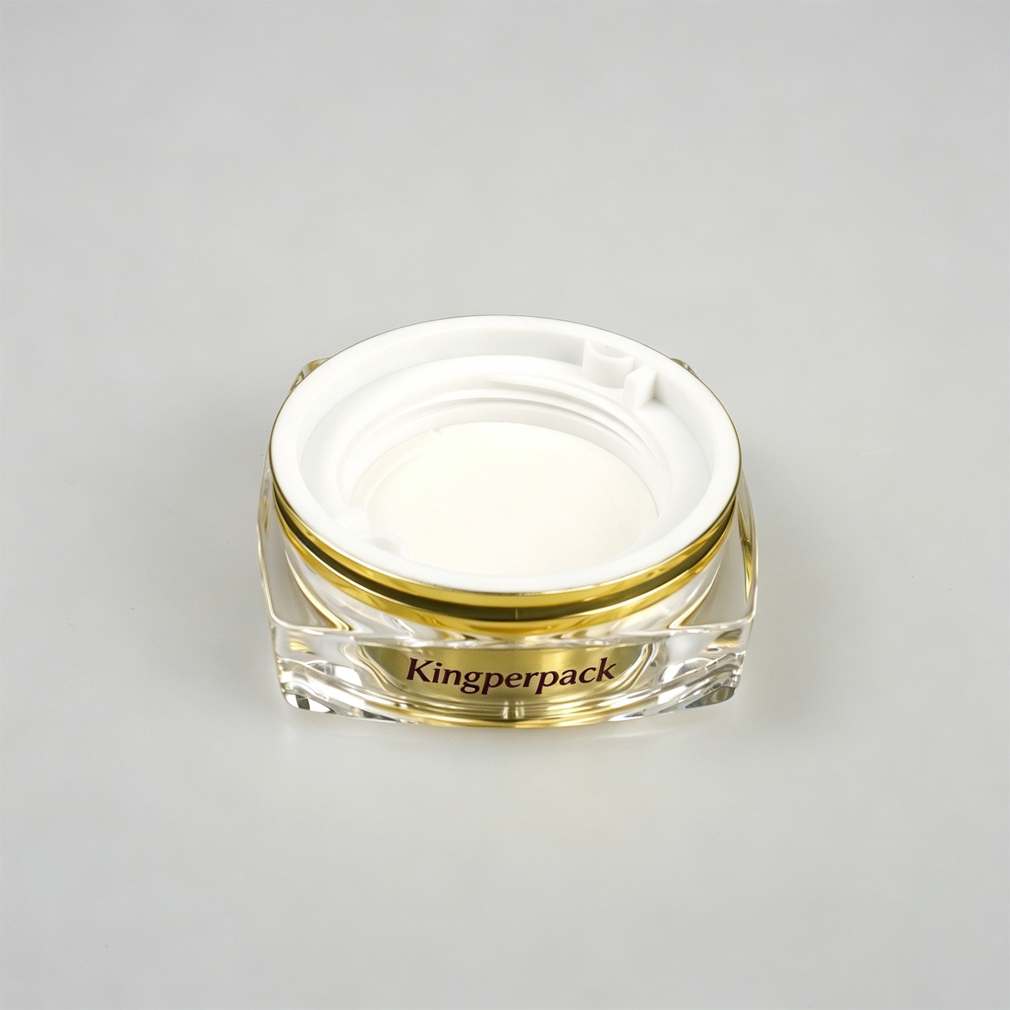 30‑110ML Glossy Black Square Glass Set With Clear Acrylic Cap