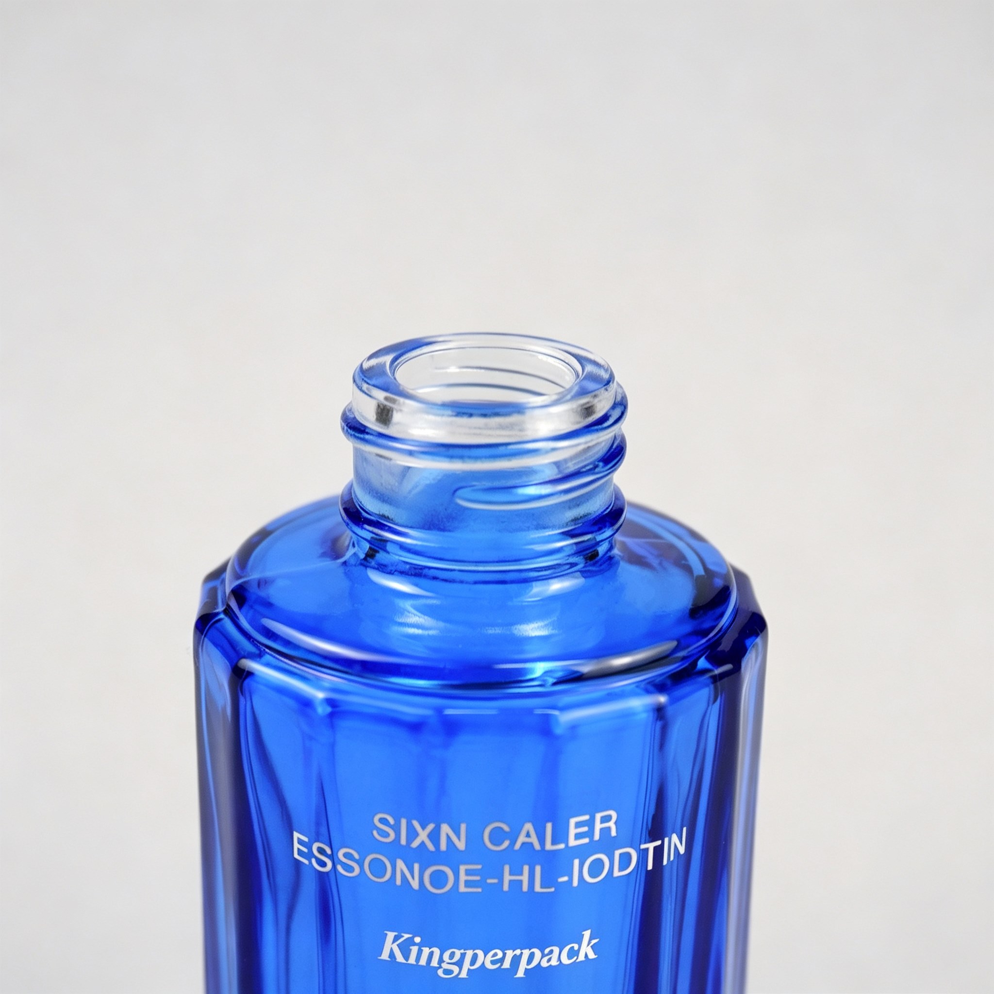 30‑120ML Cobalt Blue Faceted Cylinder Glass Skincare Set