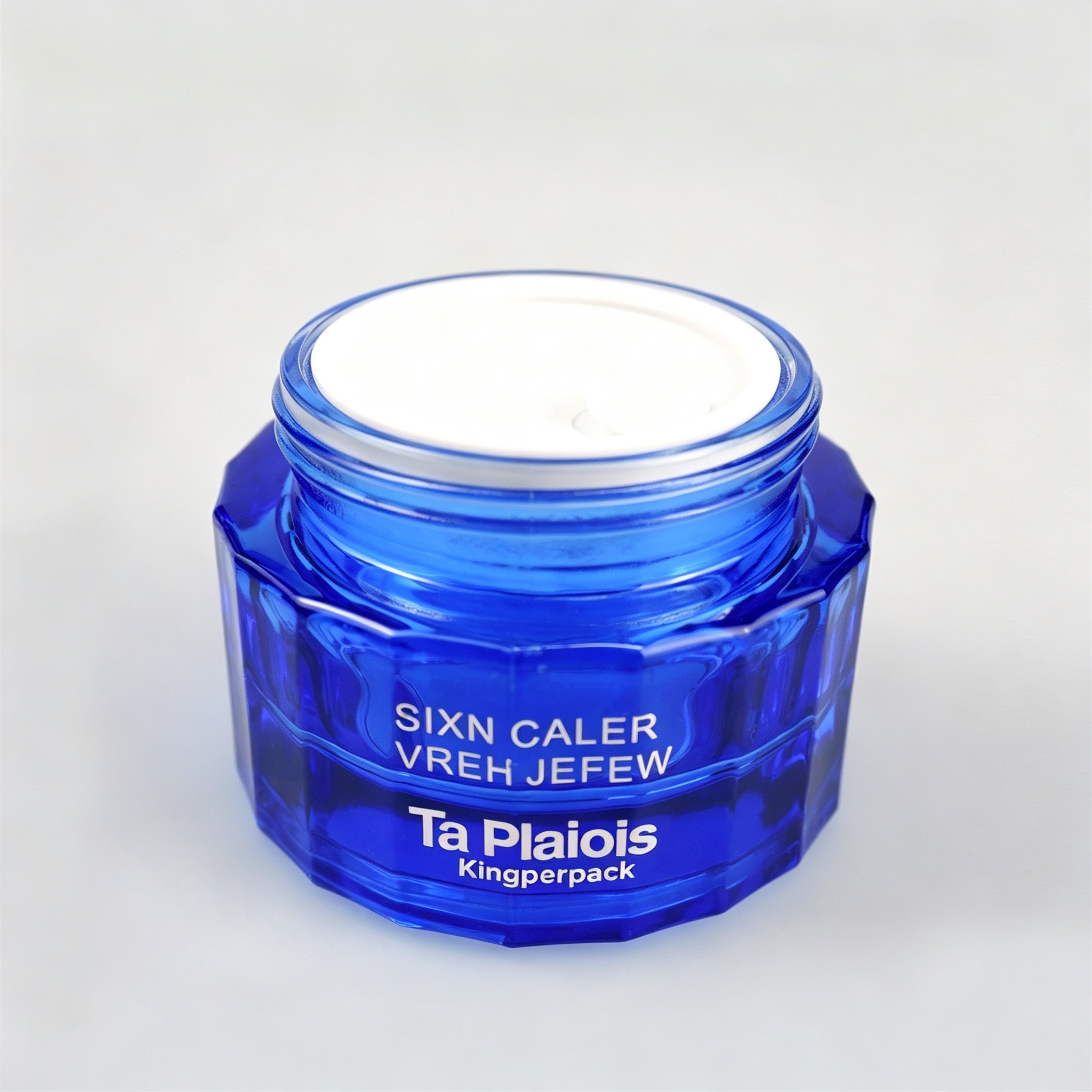 30‑120ML Cobalt Blue Faceted Cylinder Glass Skincare Set