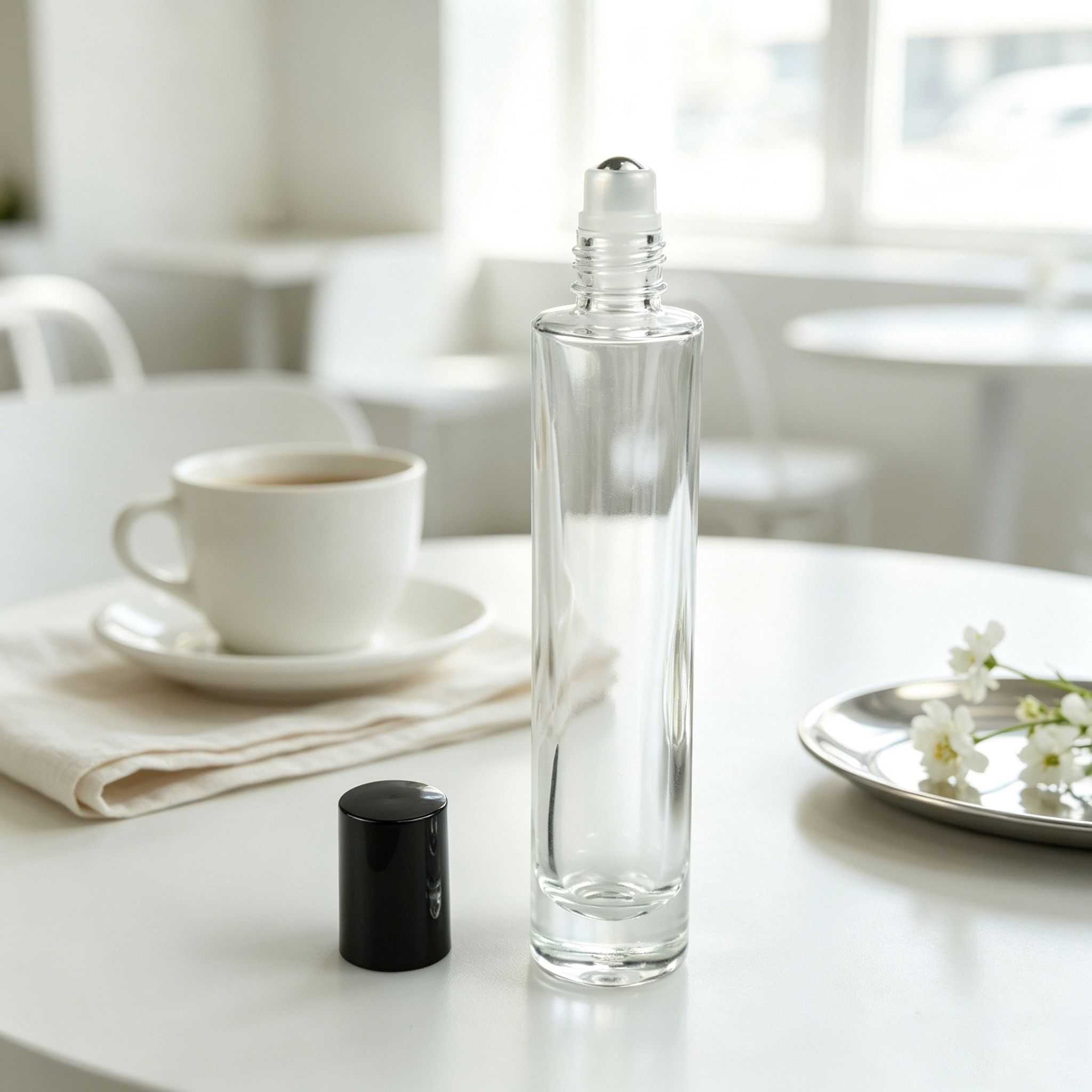 10‑100ML Clear Tall Cylinder Glass Roller Bottle