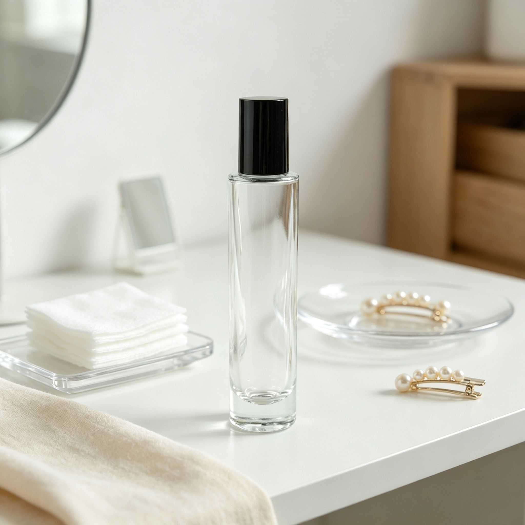 10‑100ML Clear Tall Cylinder Glass Roller Bottle