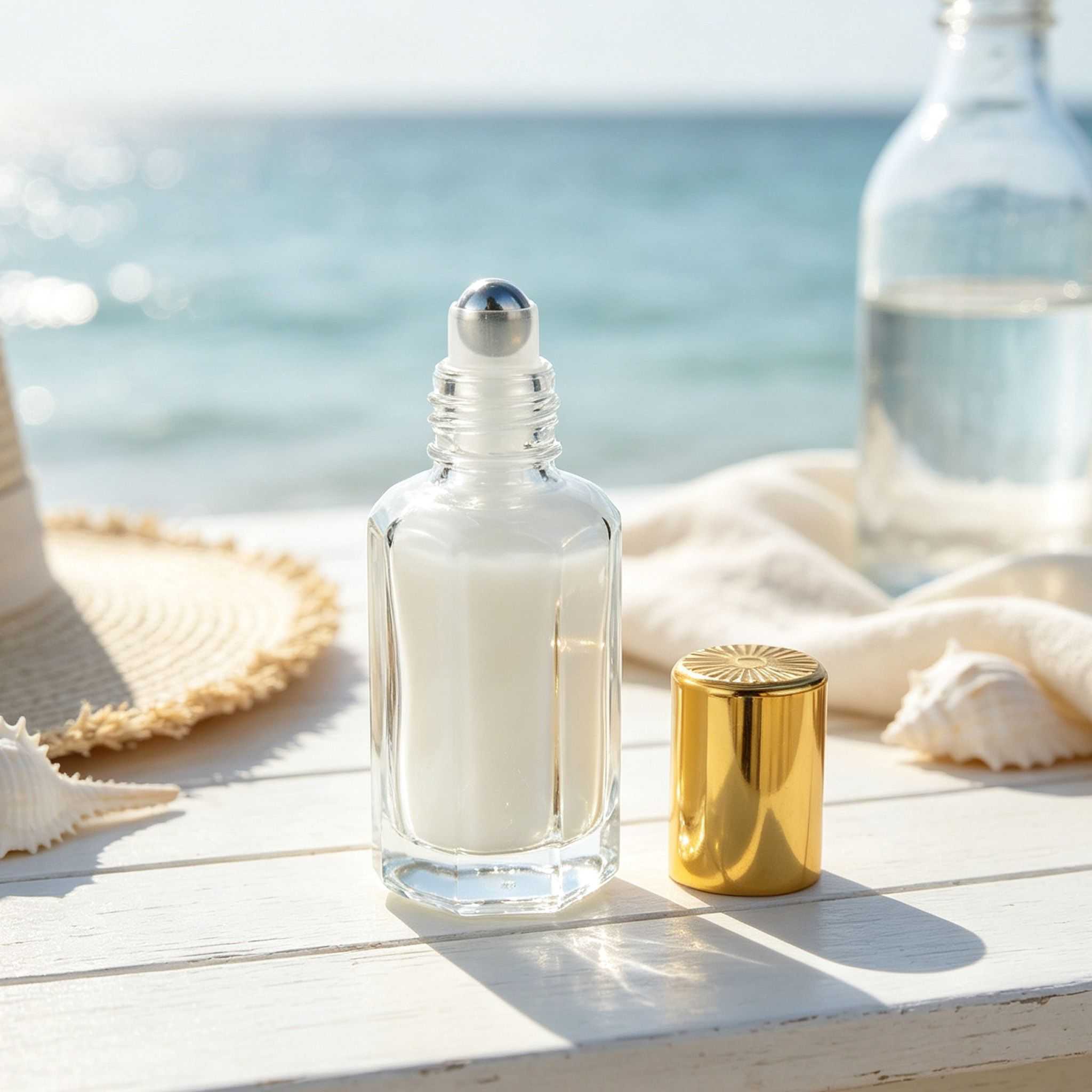 15‑60ML Clear Multi‑Faceted Octagon Glass Roller Bottle