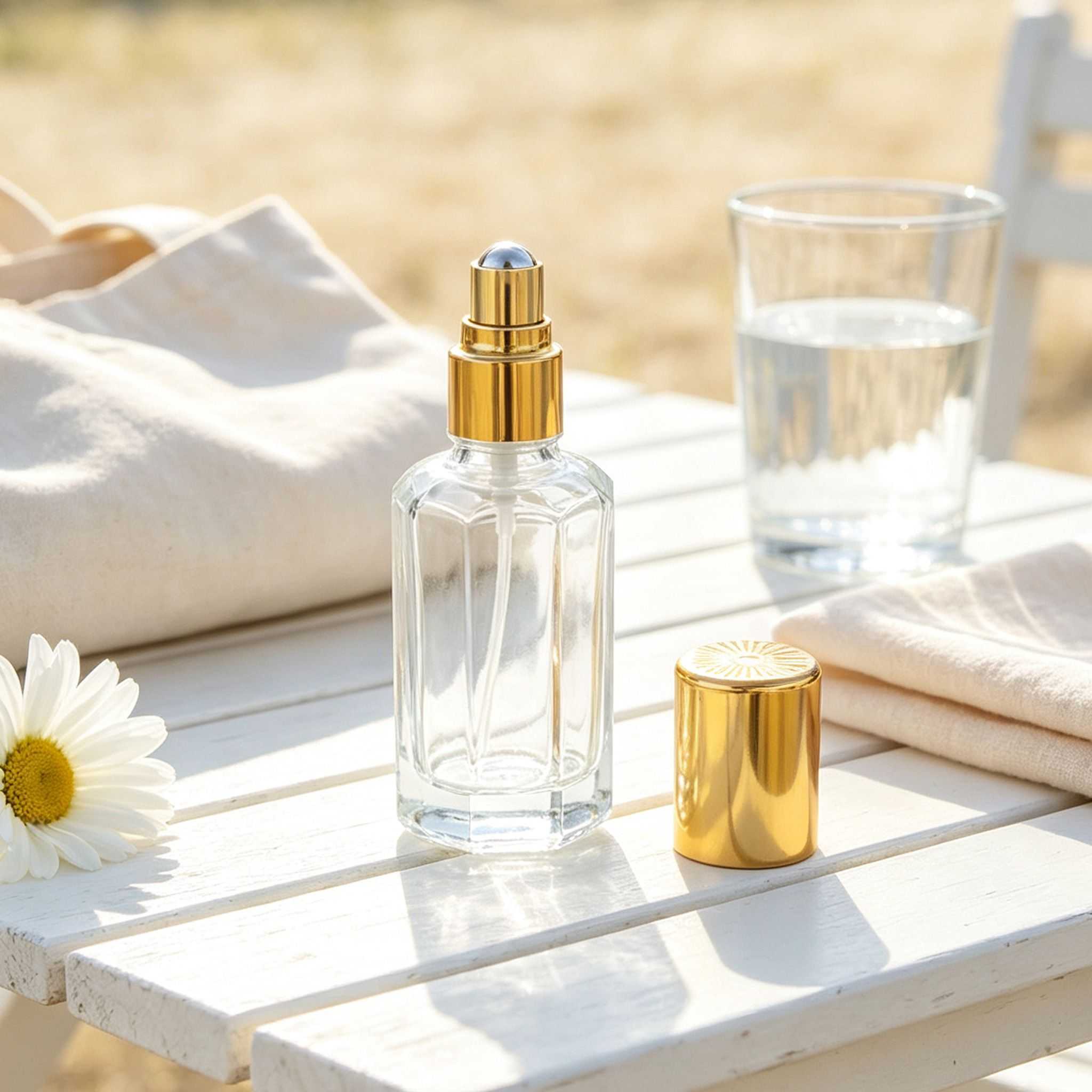 15‑60ML Clear Multi‑Faceted Octagon Glass Roller Bottle