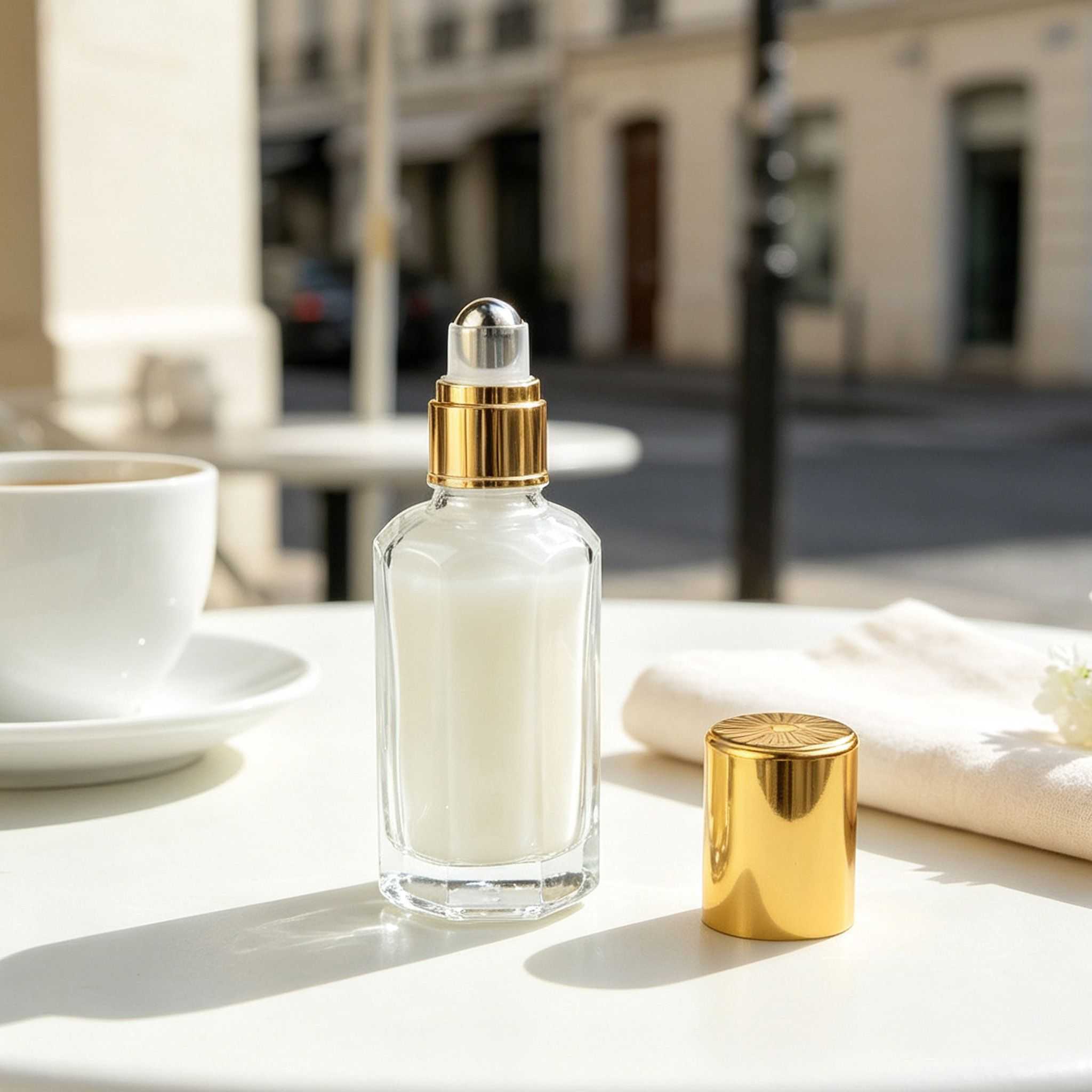 15‑60ML Clear Multi‑Faceted Octagon Glass Roller Bottle
