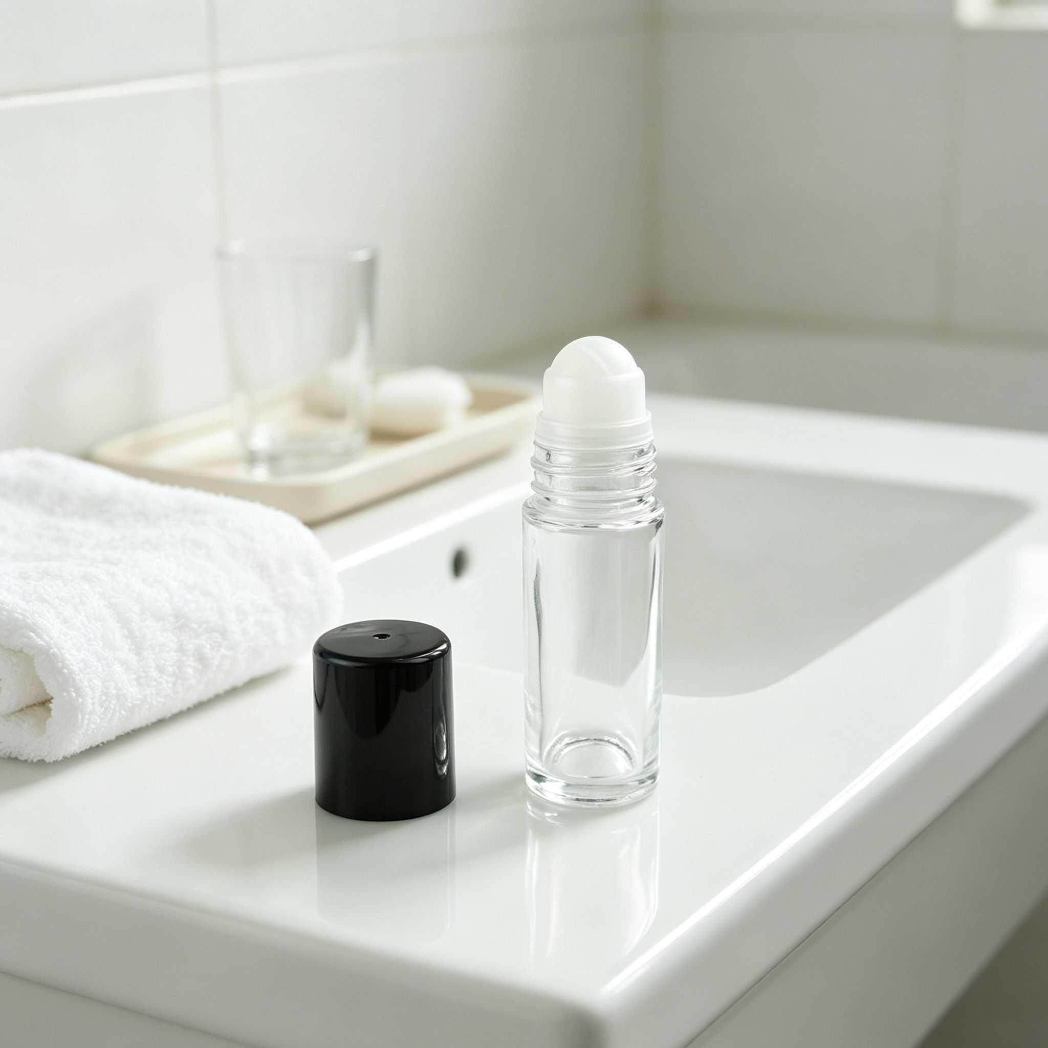 10‑50ML Clear Straight Cylinder Glass Roller Bottle