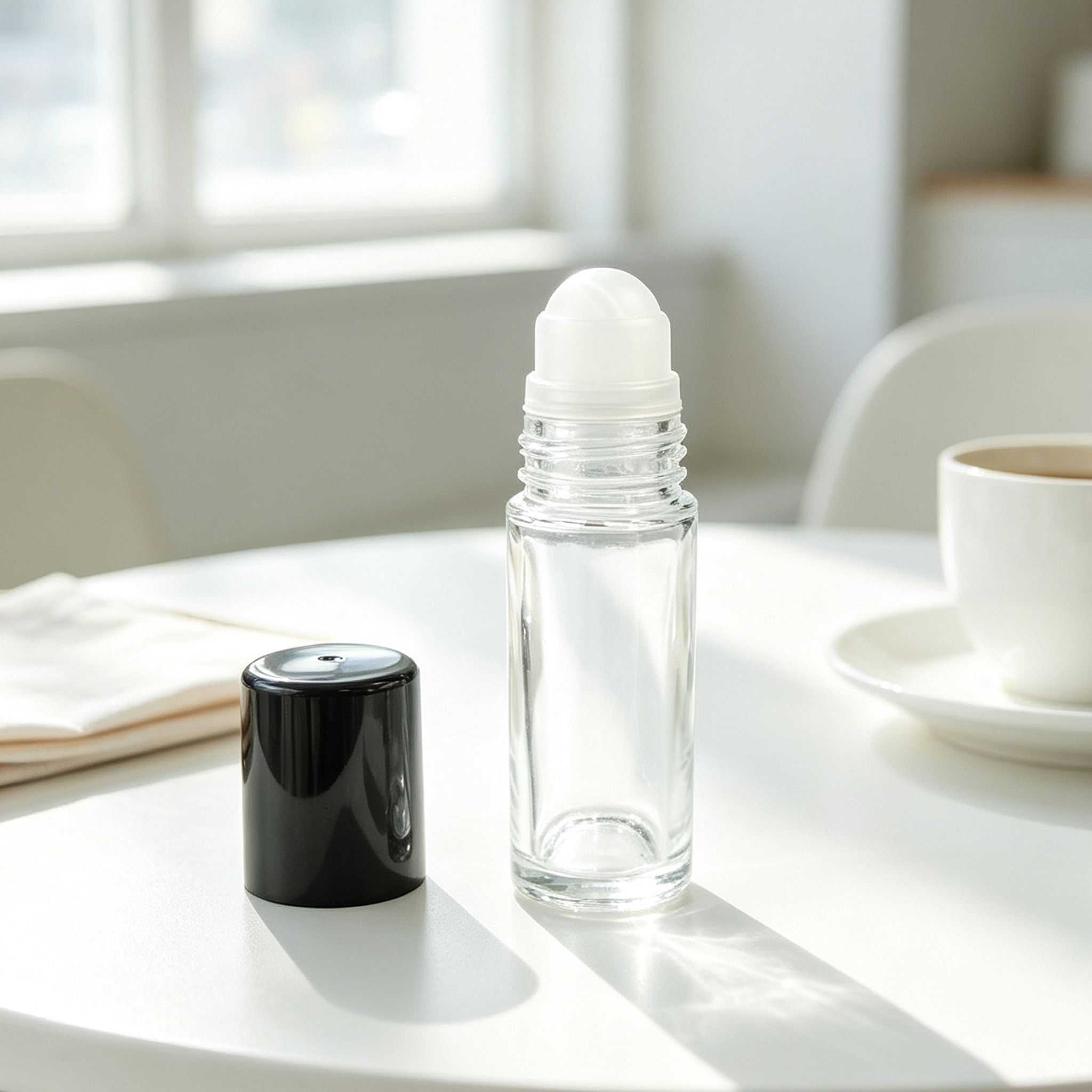 10‑50ML Clear Straight Cylinder Glass Roller Bottle