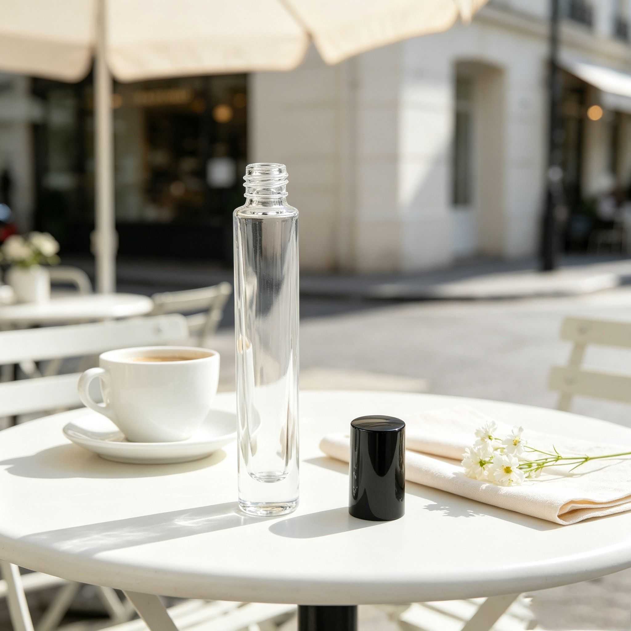 10‑30ML Extra‑Slim Straight Cylinder Glass Roller Bottle