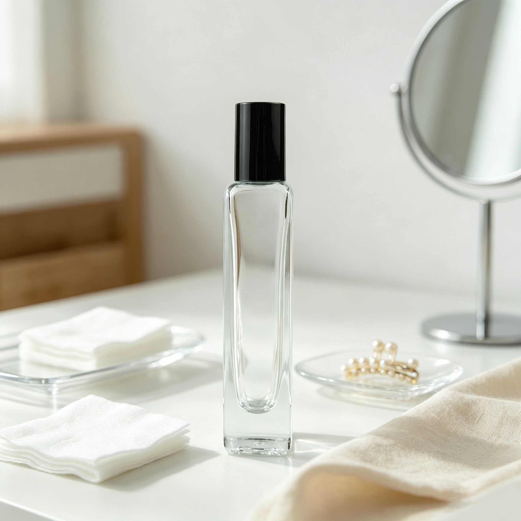 10‑30ML Rectangular Concave‑Panel Glass Roll‑on Bottle