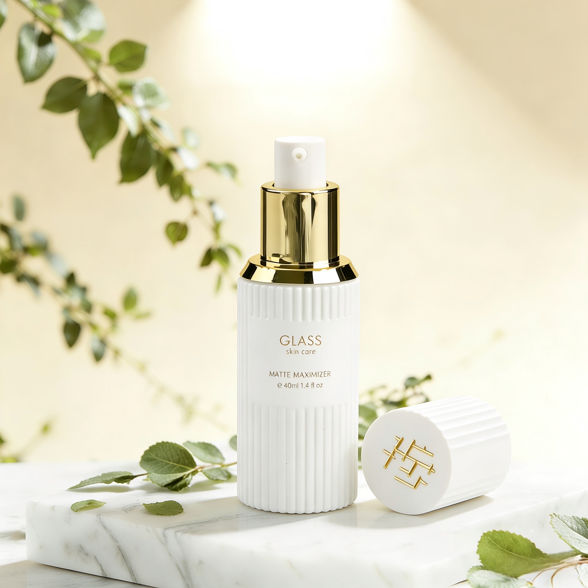 30‑120ML White Ribbed Glass Skincare Set
