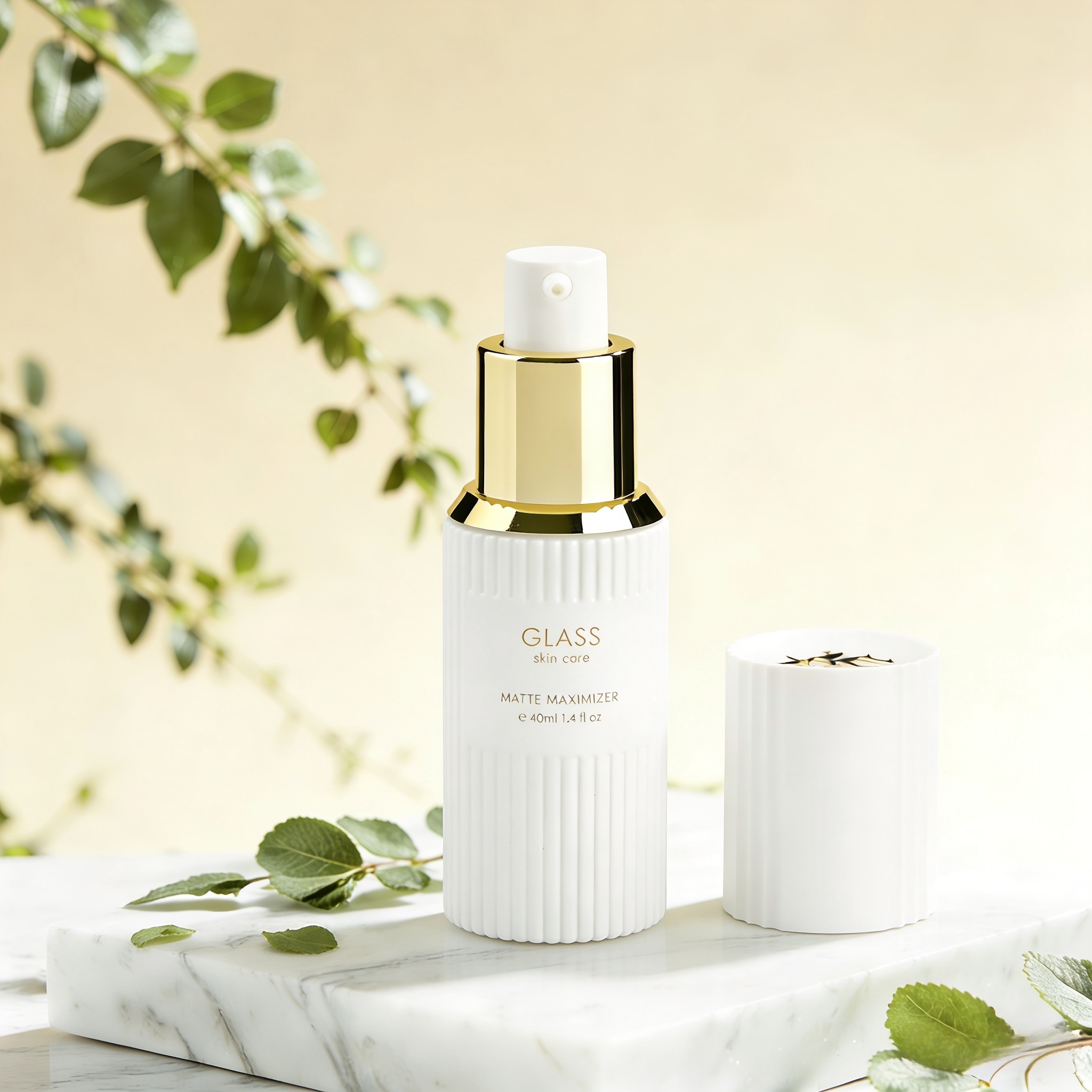 30‑120ML White Ribbed Glass Skincare Set