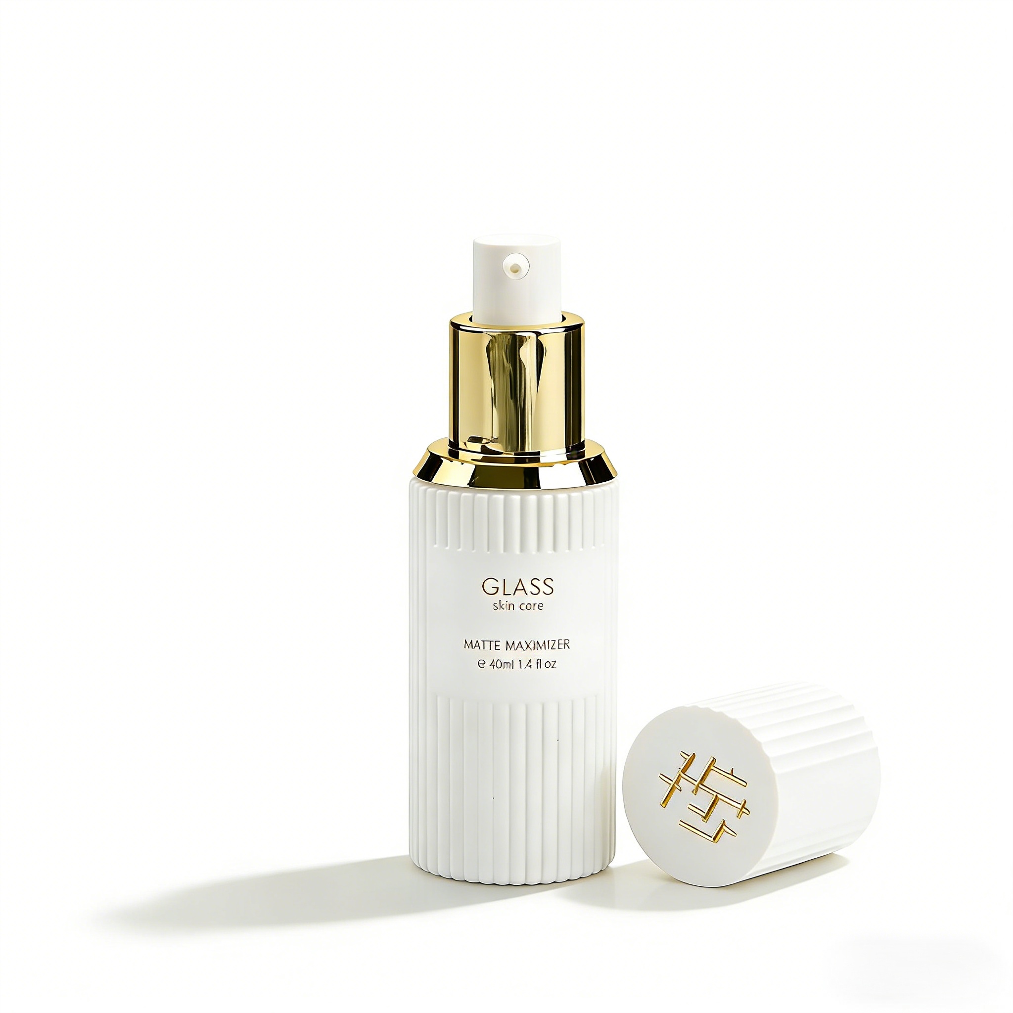 30‑120ML White Ribbed Glass Skincare Set