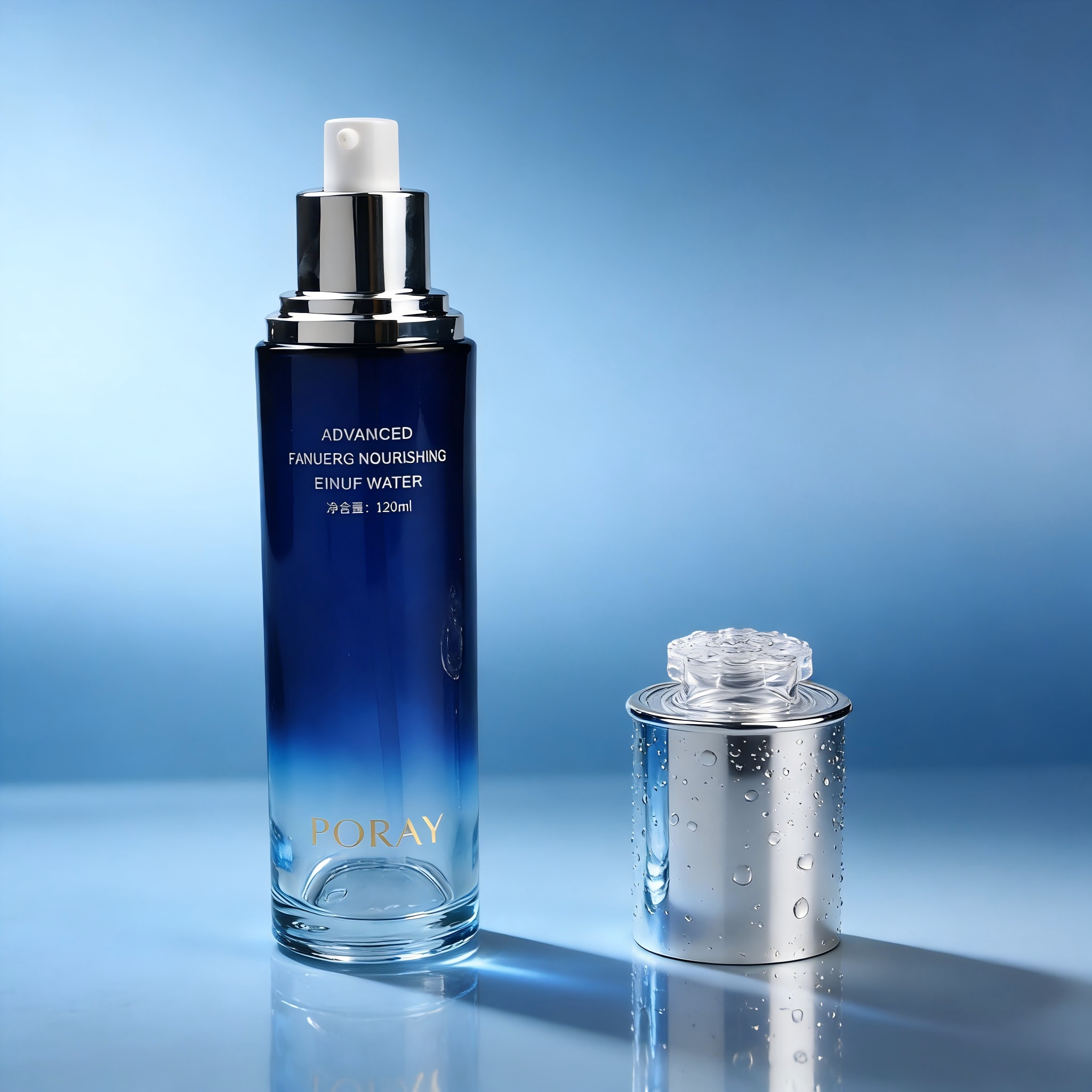 40‑120ML Blue Gradient Glass Skincare Set