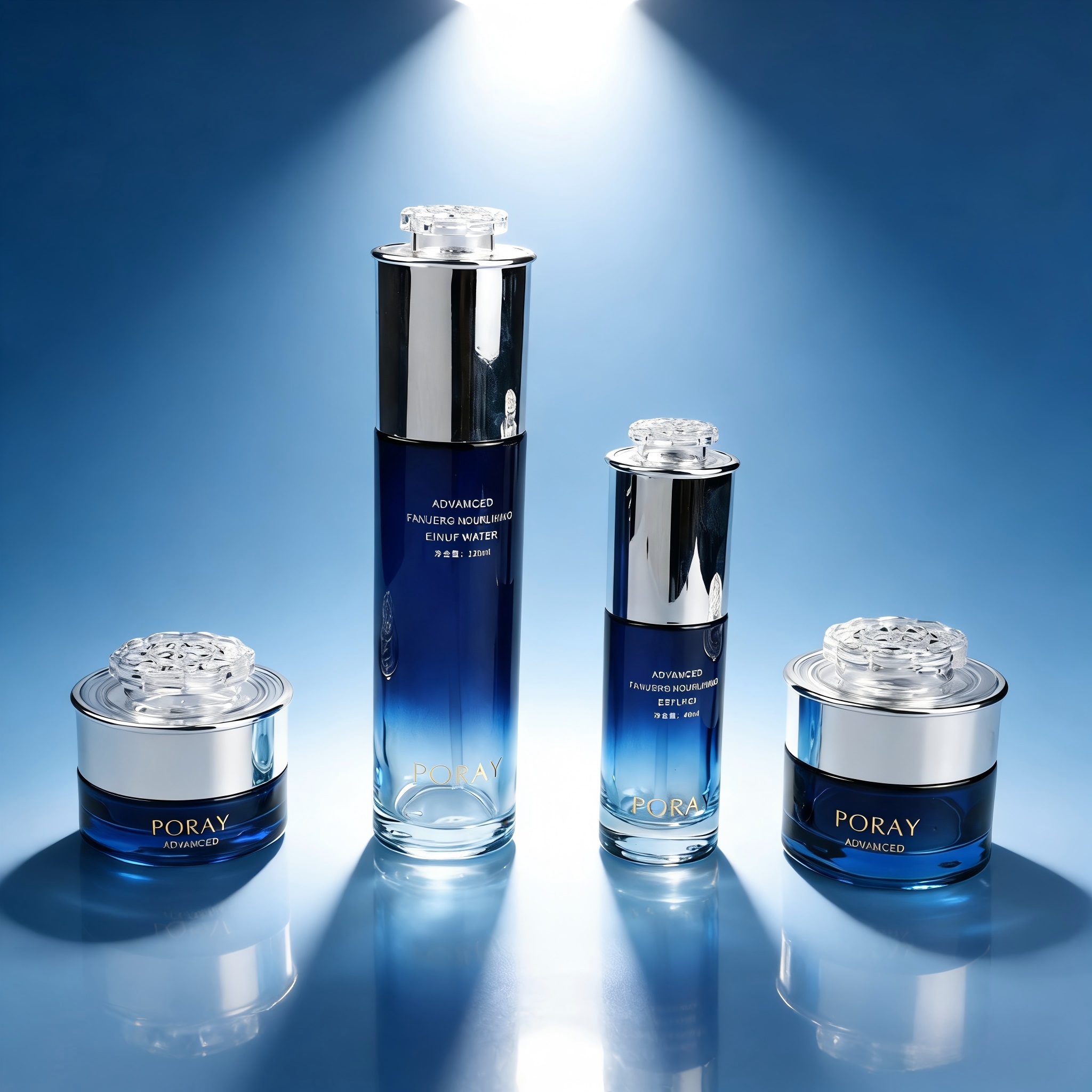 40‑120ML Blue Gradient Glass Skincare Set