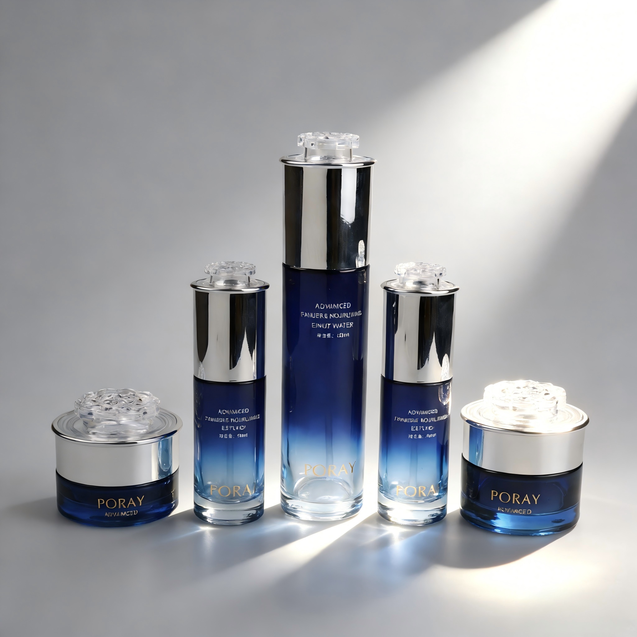40‑120ML Blue Gradient Glass Skincare Set