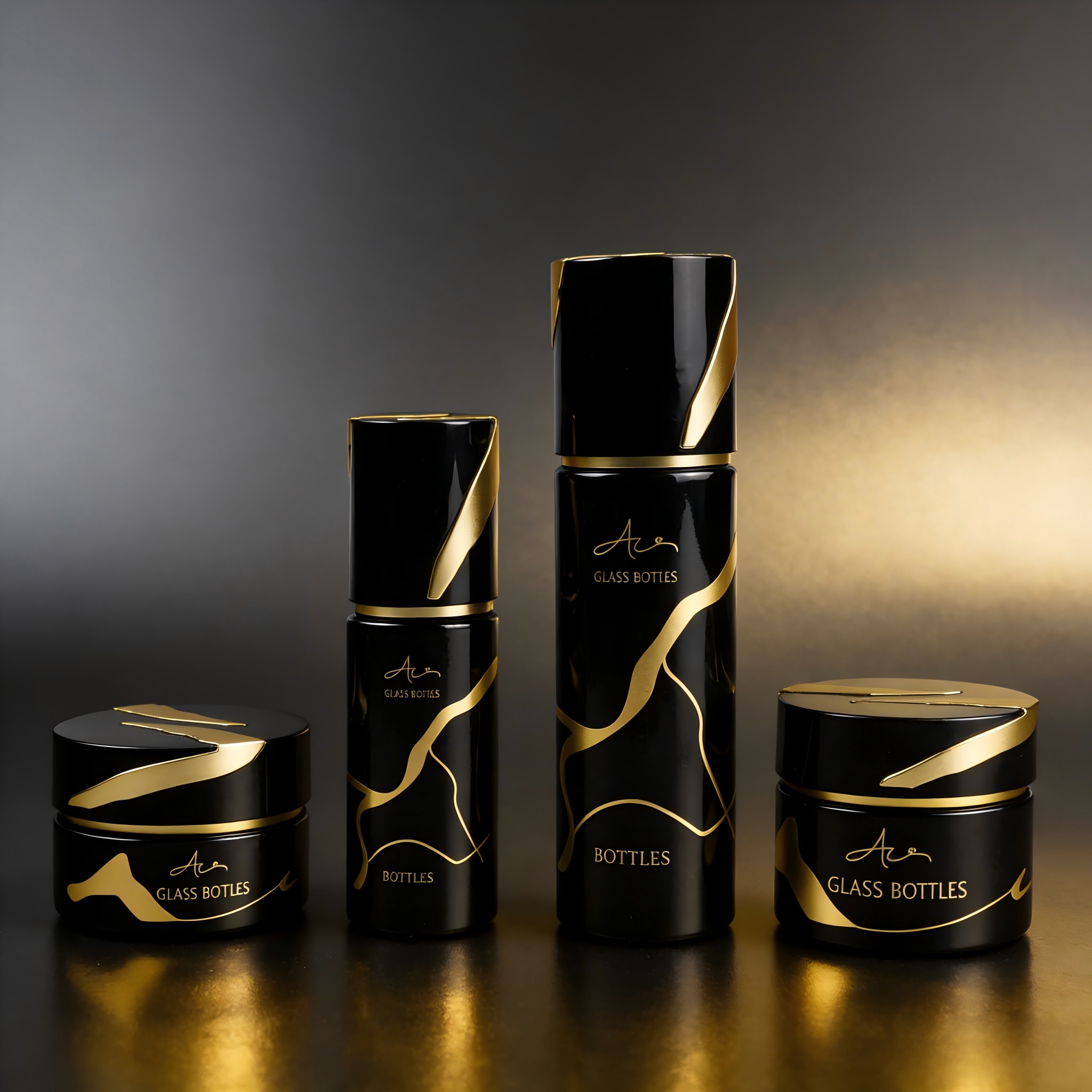 30‑120ML Black Gold Glass Skincare Set