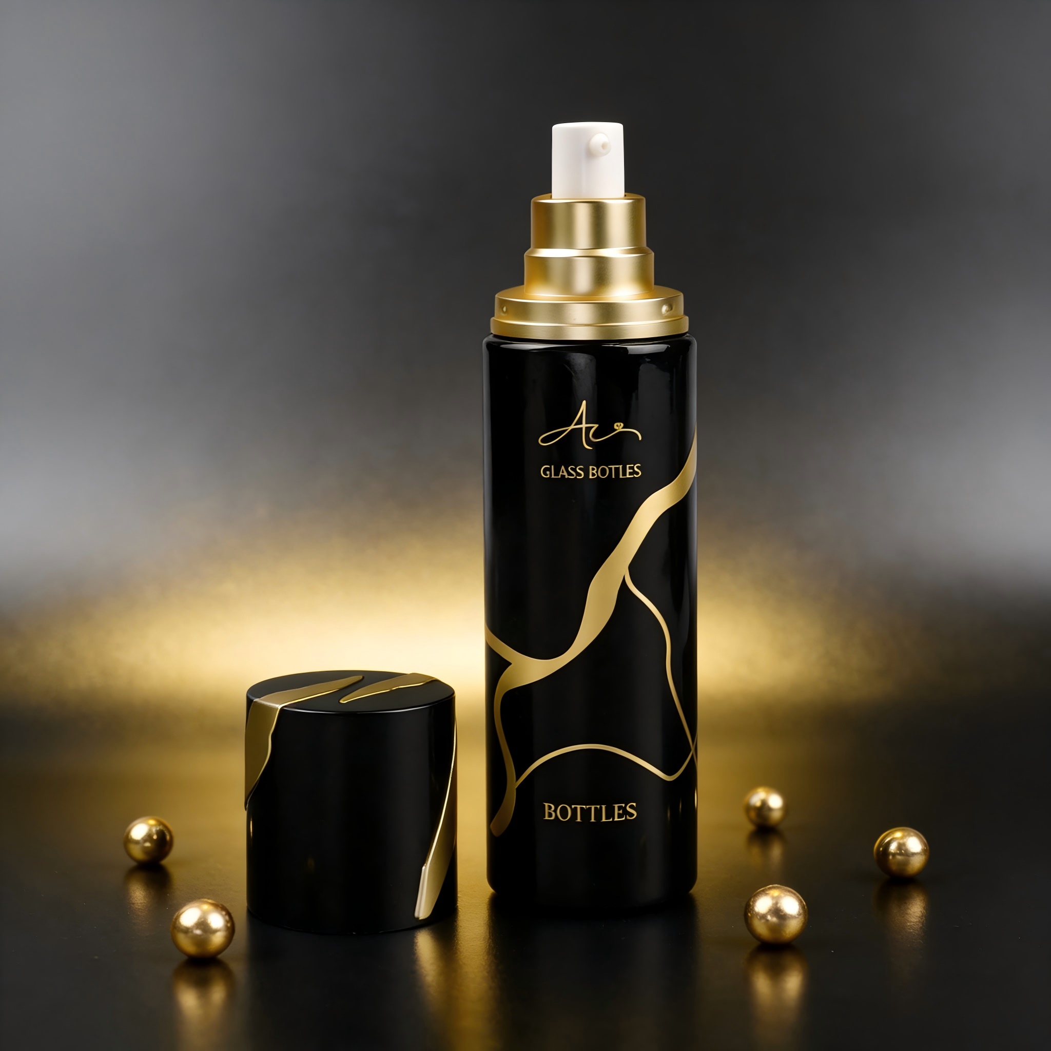 30‑120ML Black Gold Glass Skincare Set