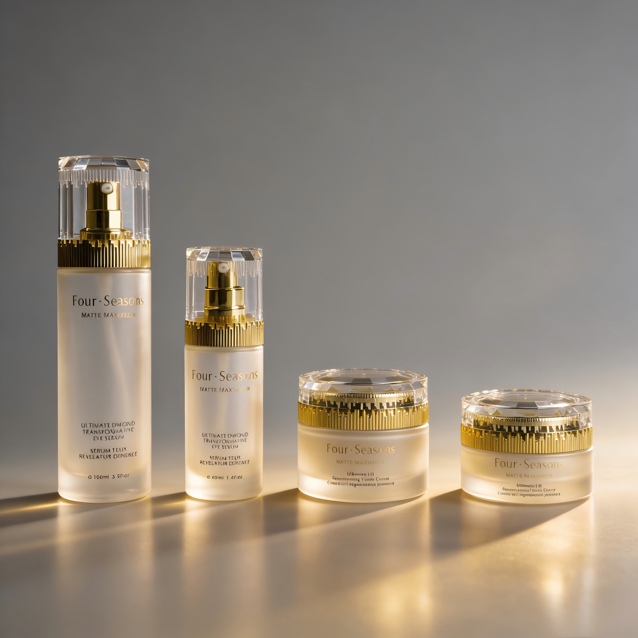 30‑100ML Frosted Gold Glass Skincare Set