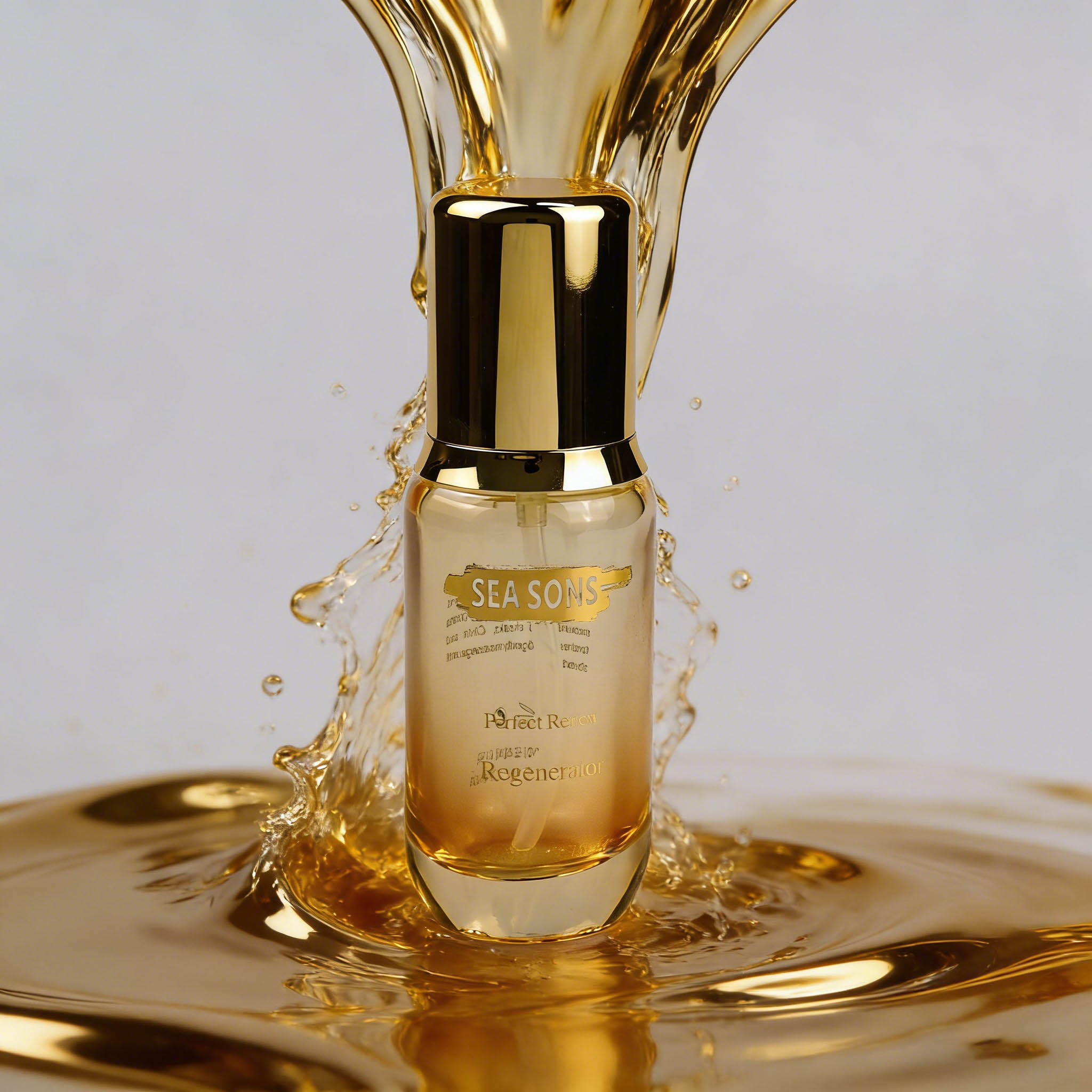 30‑50ml Curved Glass Bottle With Gold Cap