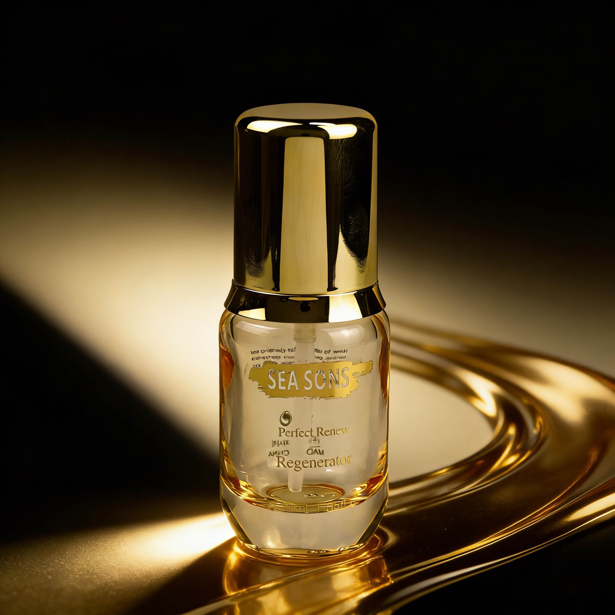 30‑50ml Curved Glass Bottle With Gold Cap