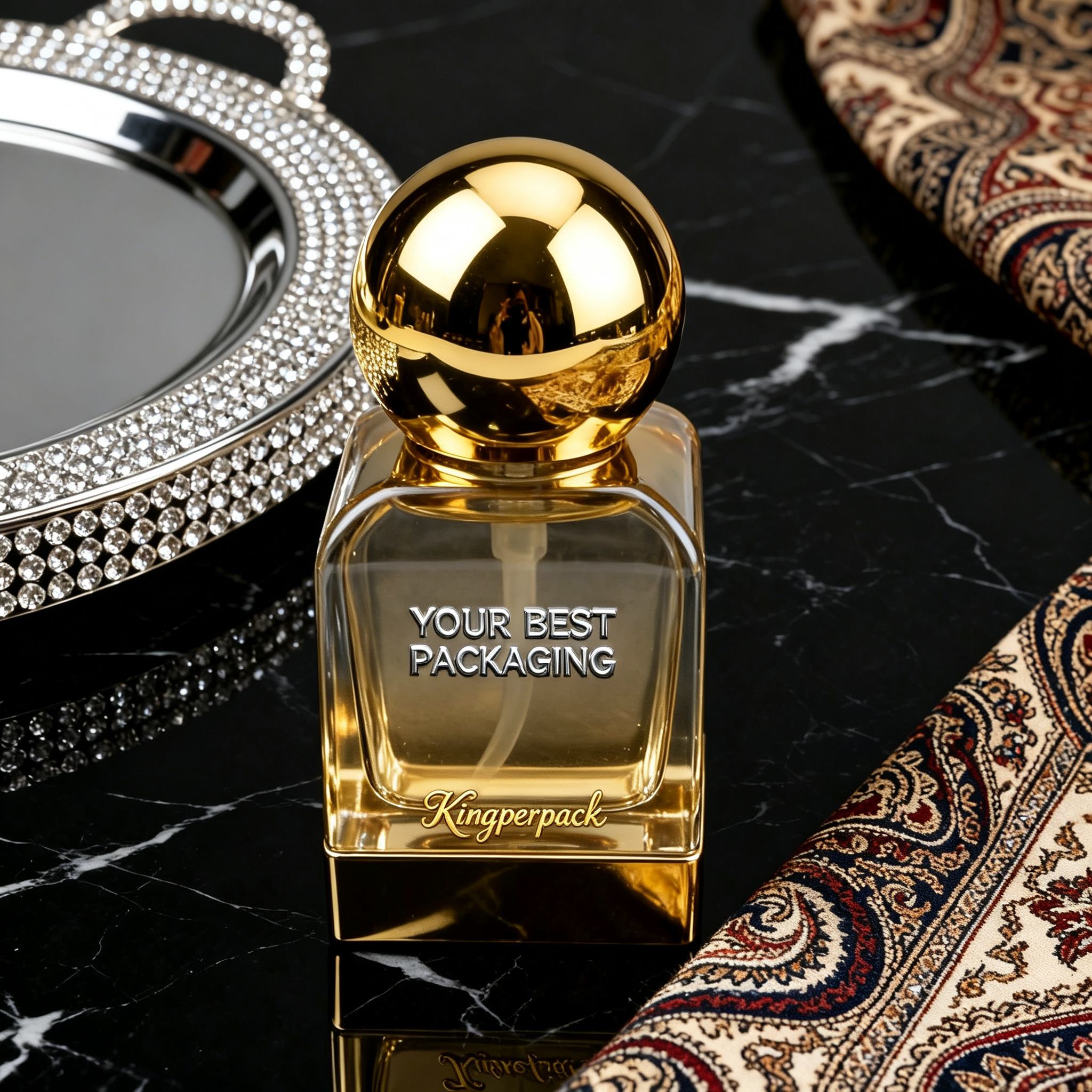 50‑100ml Square Base Perfume Glass Bottle With Bottom Ring