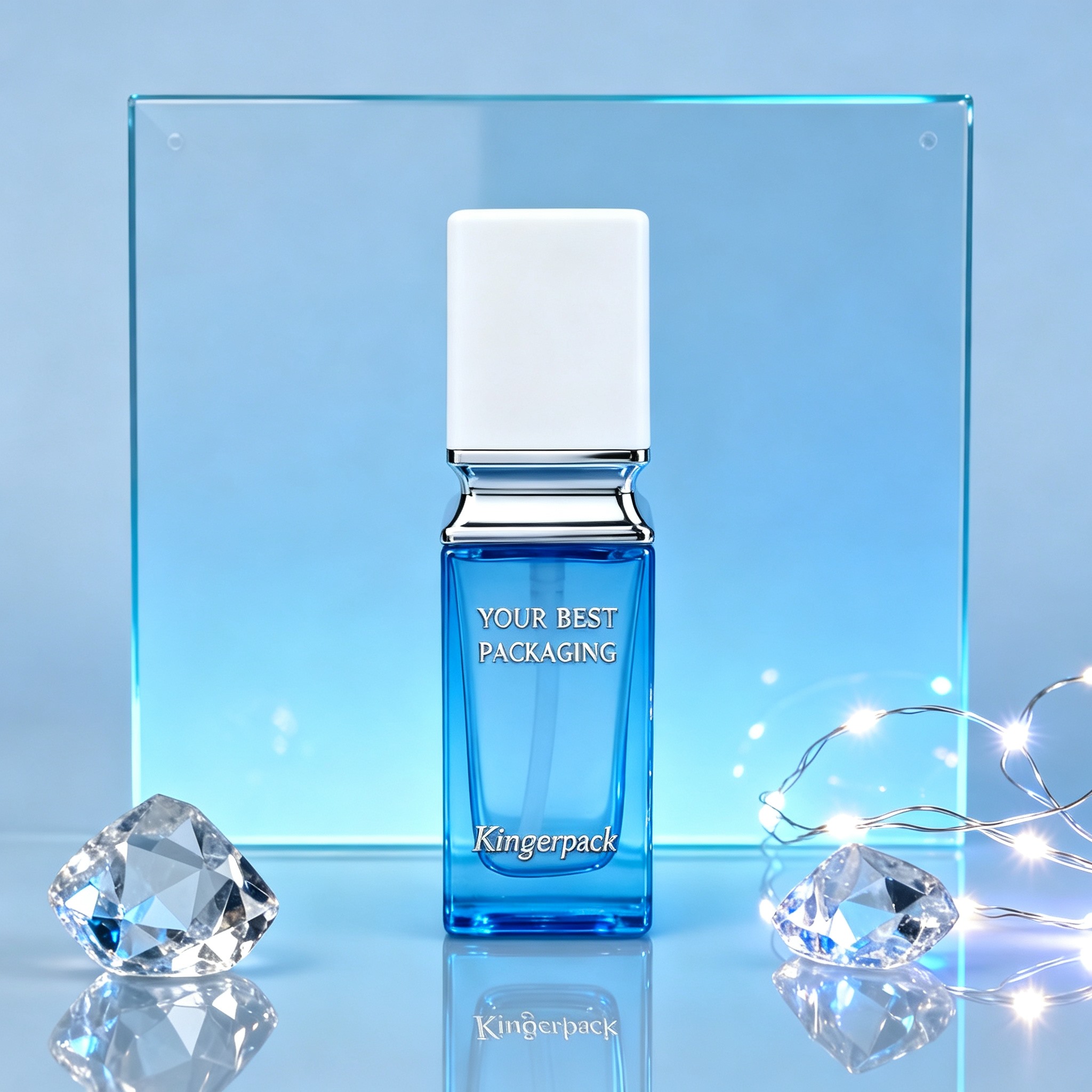30‑50ml Luxury Square Glass Pump Bottle