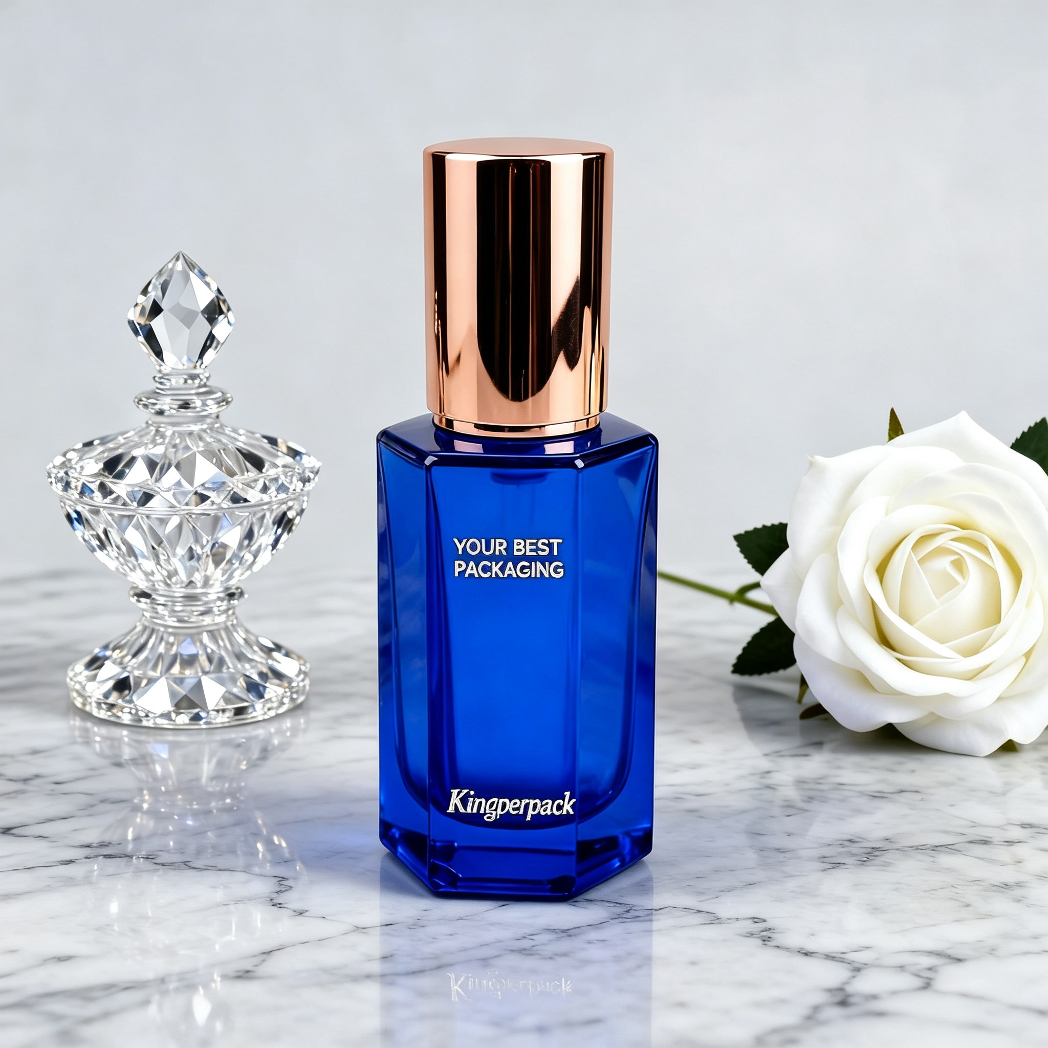 30‑50ml Hexagonal Faceted Glass Pump Bottle