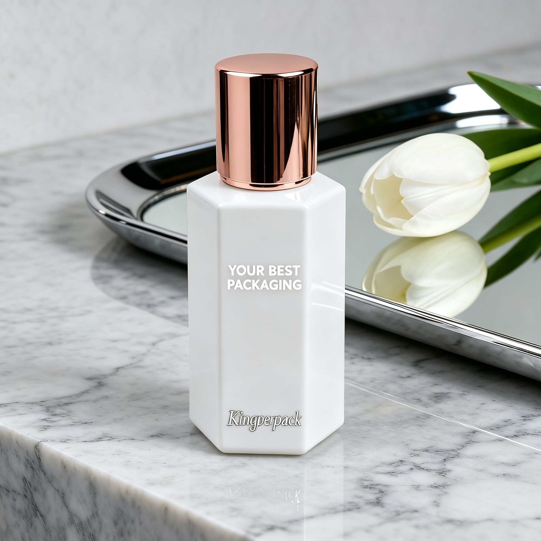 30‑50ml Hexagonal Faceted Glass Pump Bottle