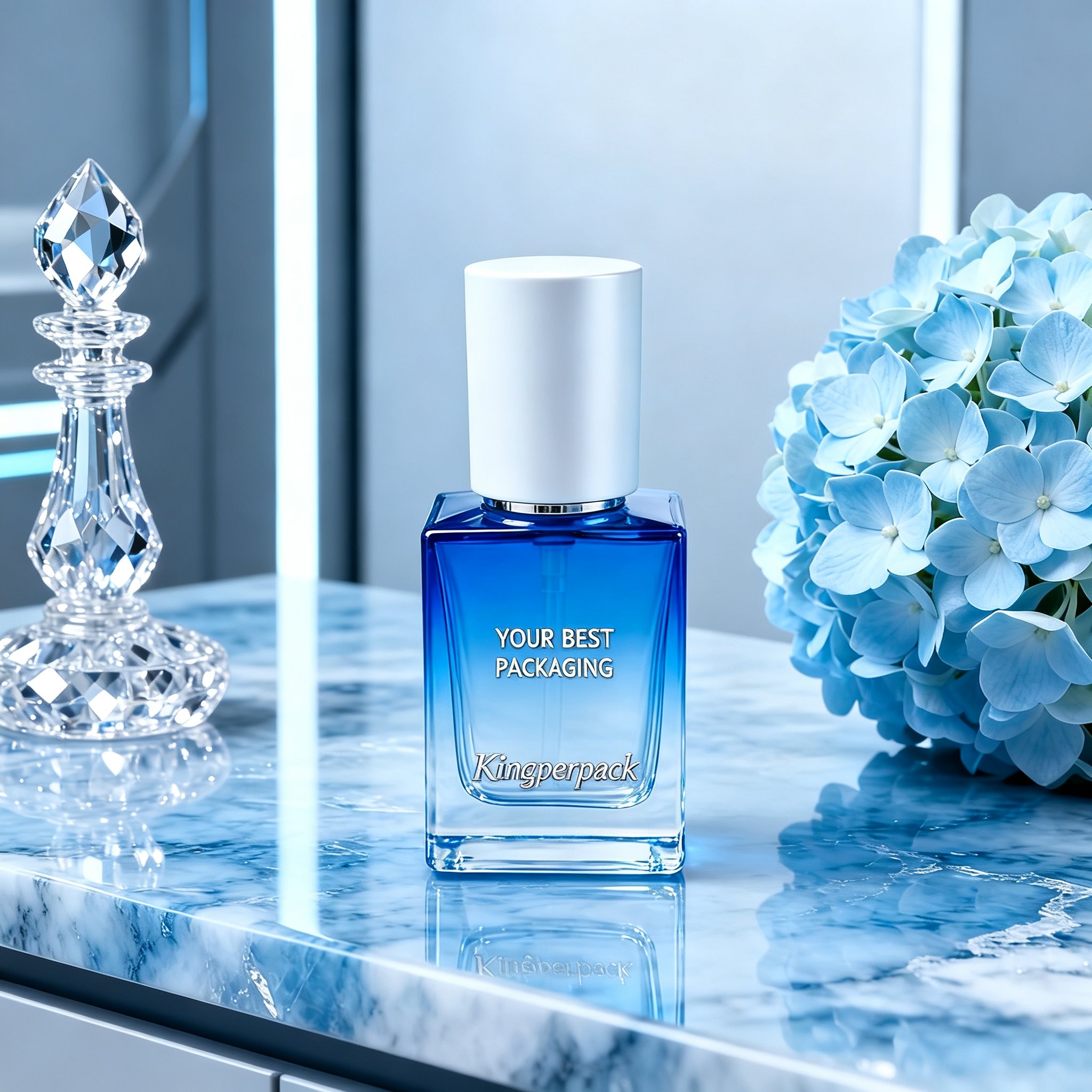 30‑45ml Square Flat Glass Pump Bottle