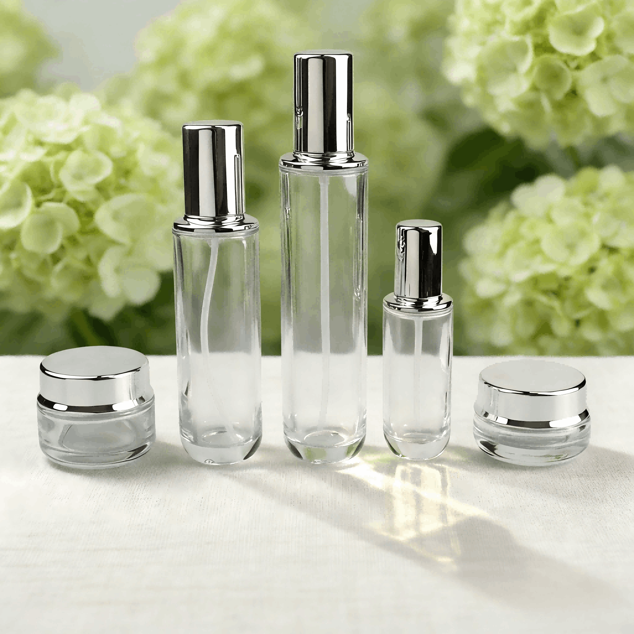 100‑50ml Clear Glass Skincare Bottle Jar Set