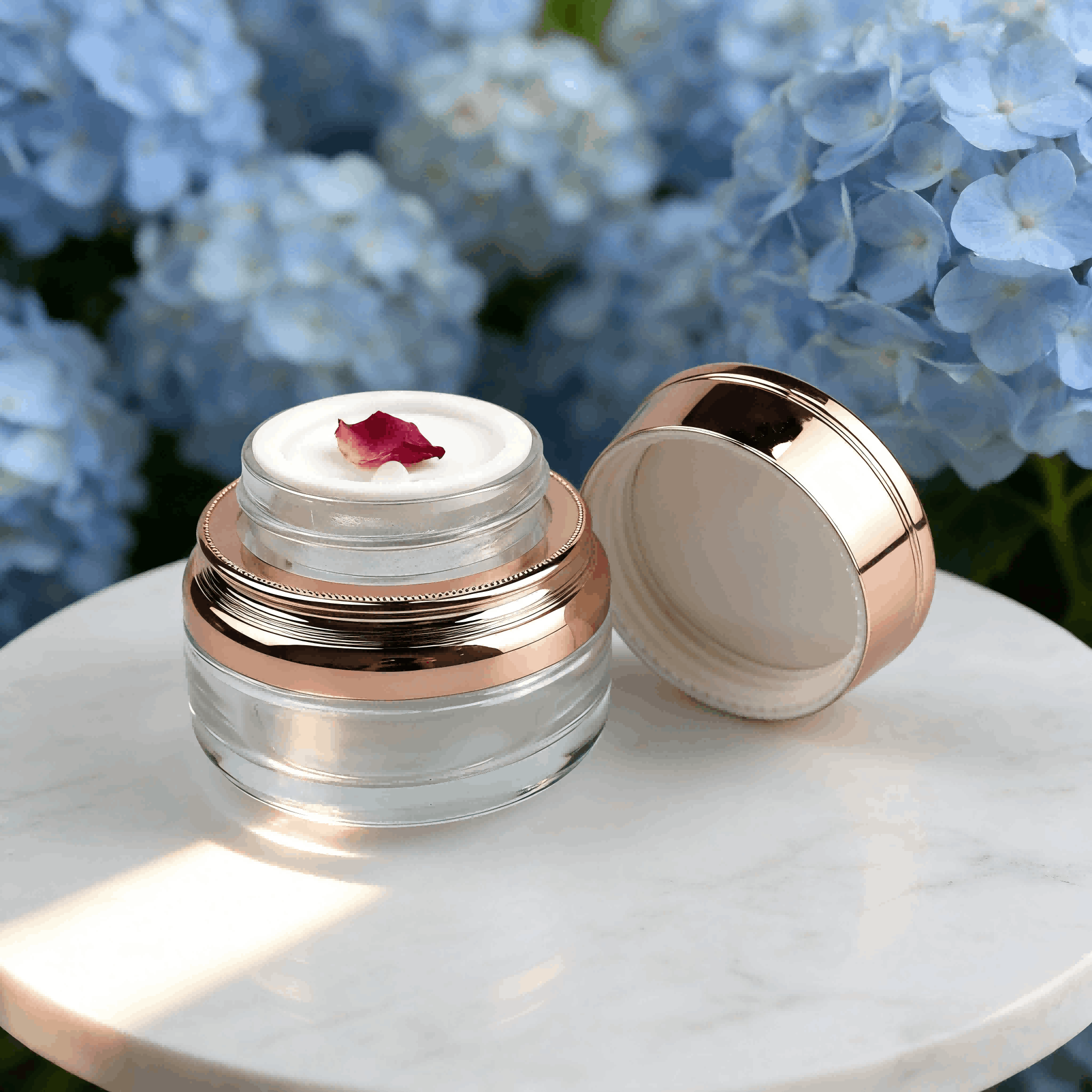 Multi‑size Luxury Rose‑Gold Glass Skincare Set