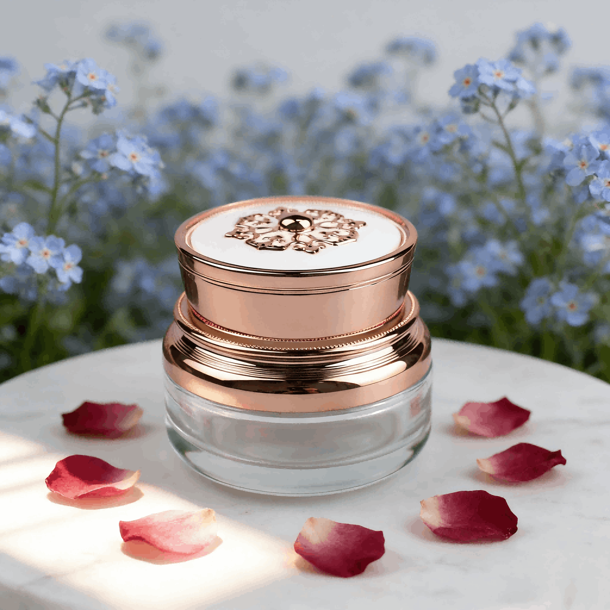 Multi‑size Luxury Rose‑Gold Glass Skincare Set