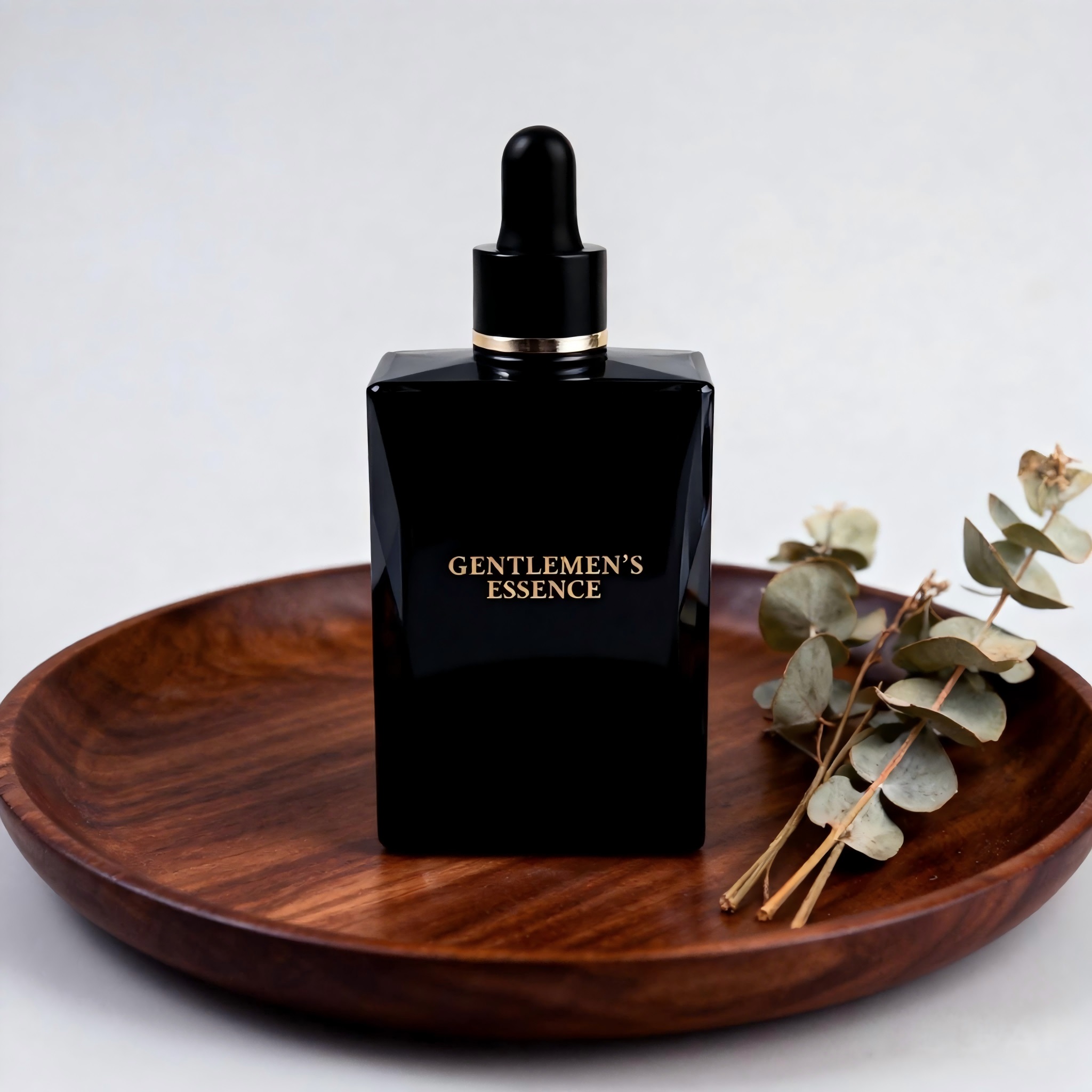 30ml Glossy Black Square Glass dropper Bottle for Men Skincare